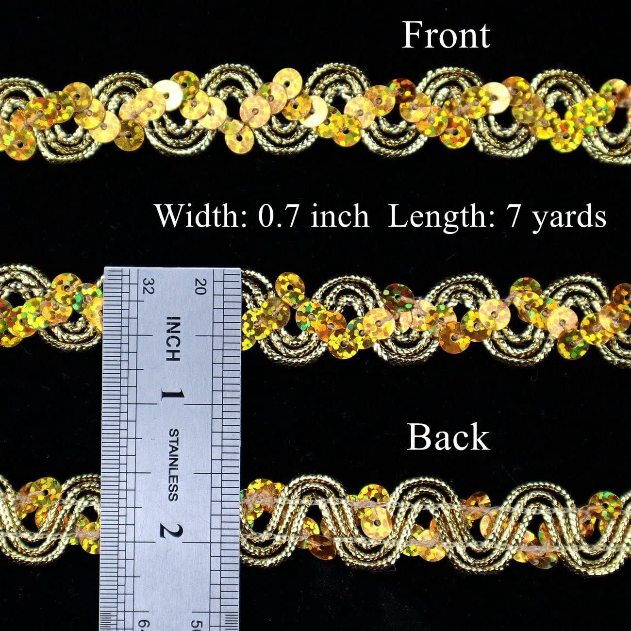 Glitter Sequin Trim Reba RIC Rac Scalloped Edge Braid Sequin Braid Trim for Sewing Craft, Dress