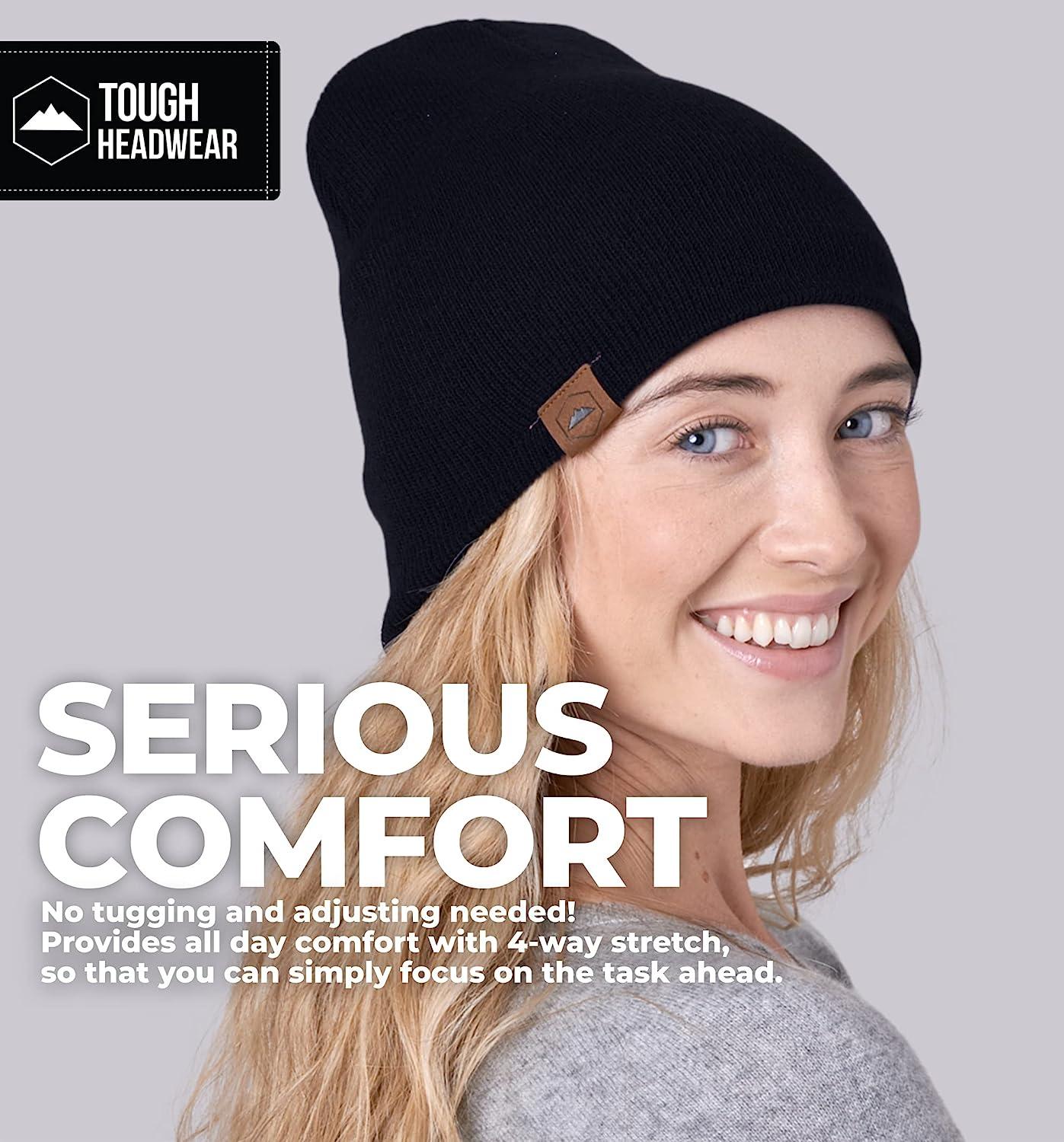 Tough Headwear Knit Beanie Winter Hat for Men and Women - Toboggan Cap for  Cold Weather - Warm Ribbed Stocking Hat, Skate Cap Black One Size