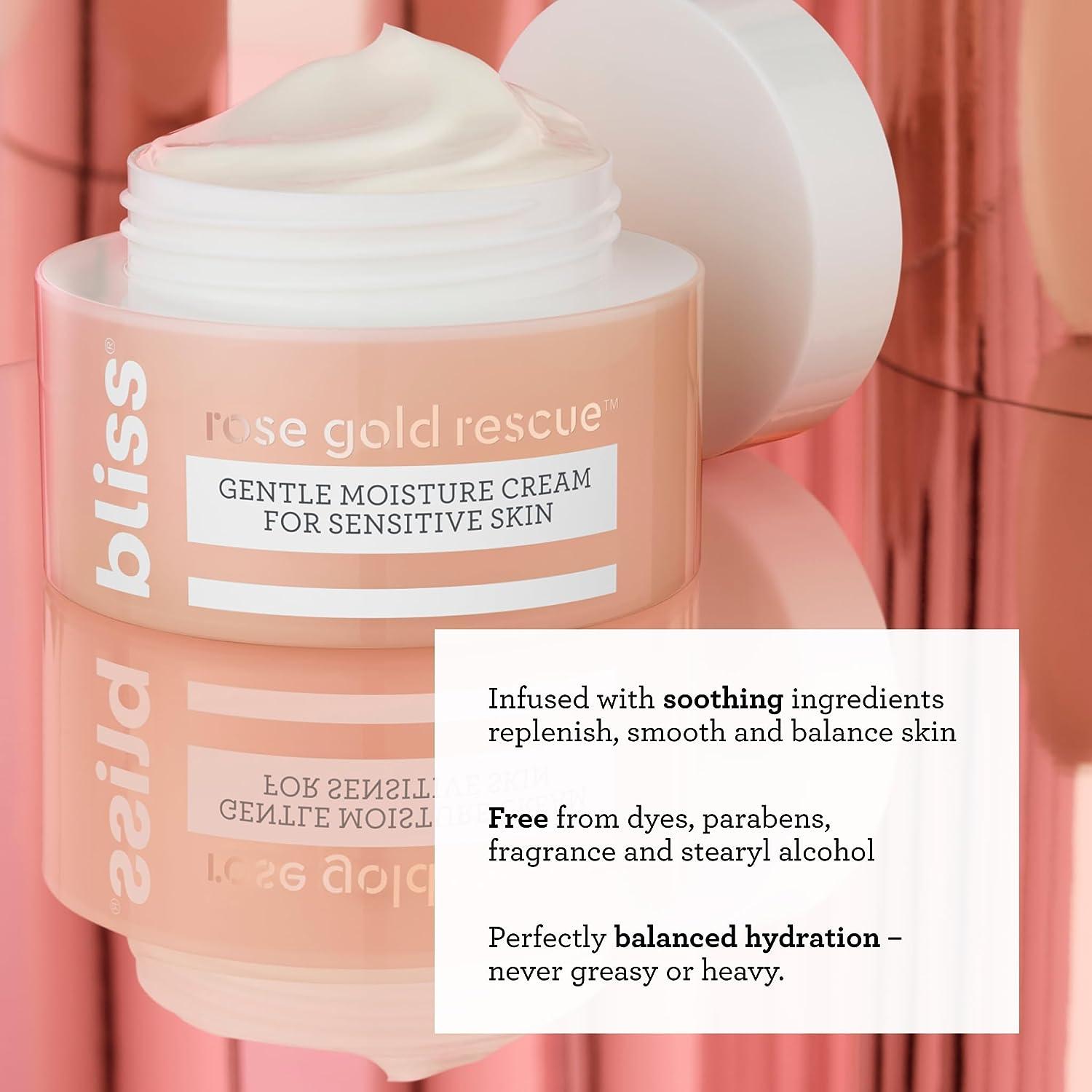 Bliss Rose Gold Rescue Moisturizer 1.5 Oz Gentle Face Cream with