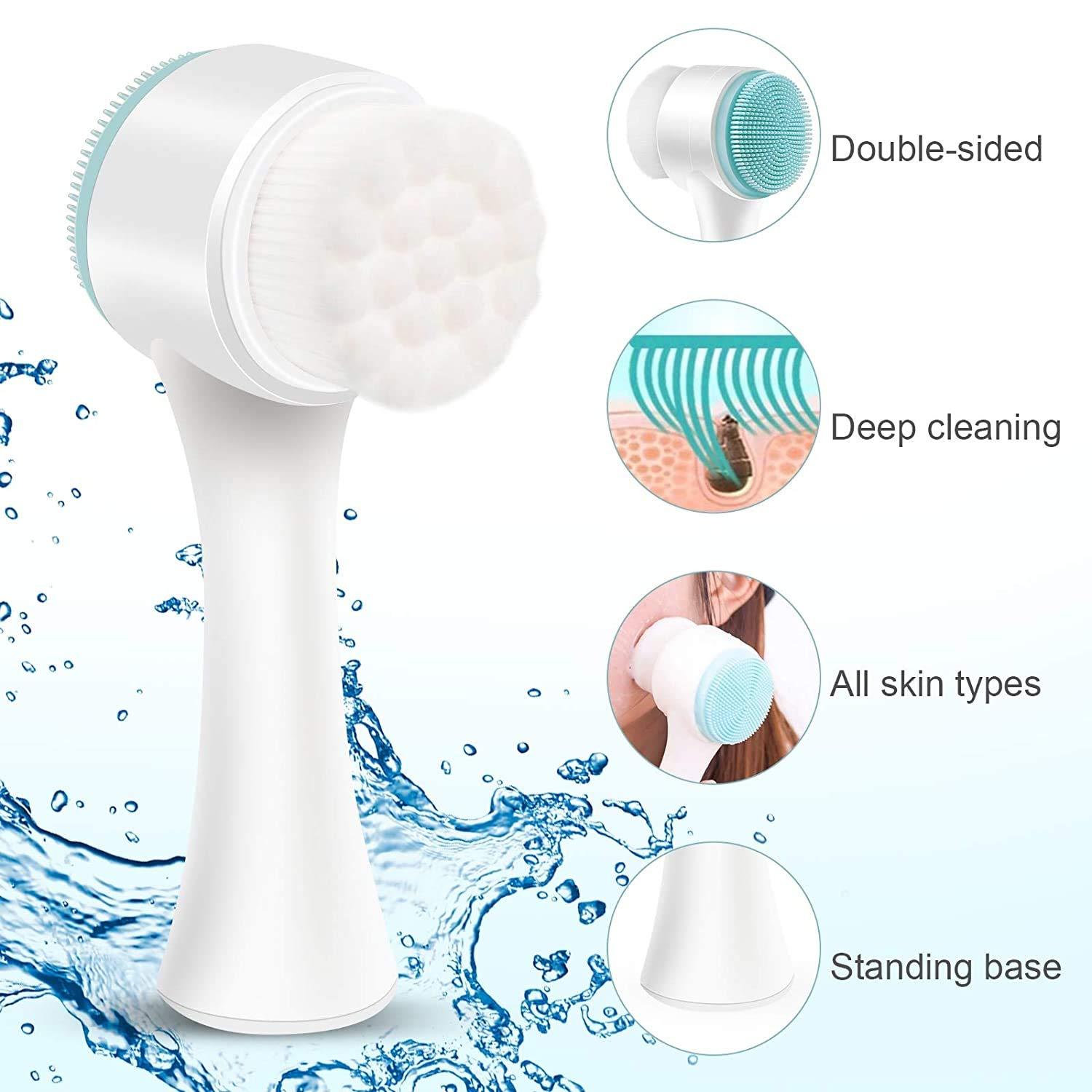 2-in-1 Manual Facial Cleansing Brush for Deep Pore Exfoliation and