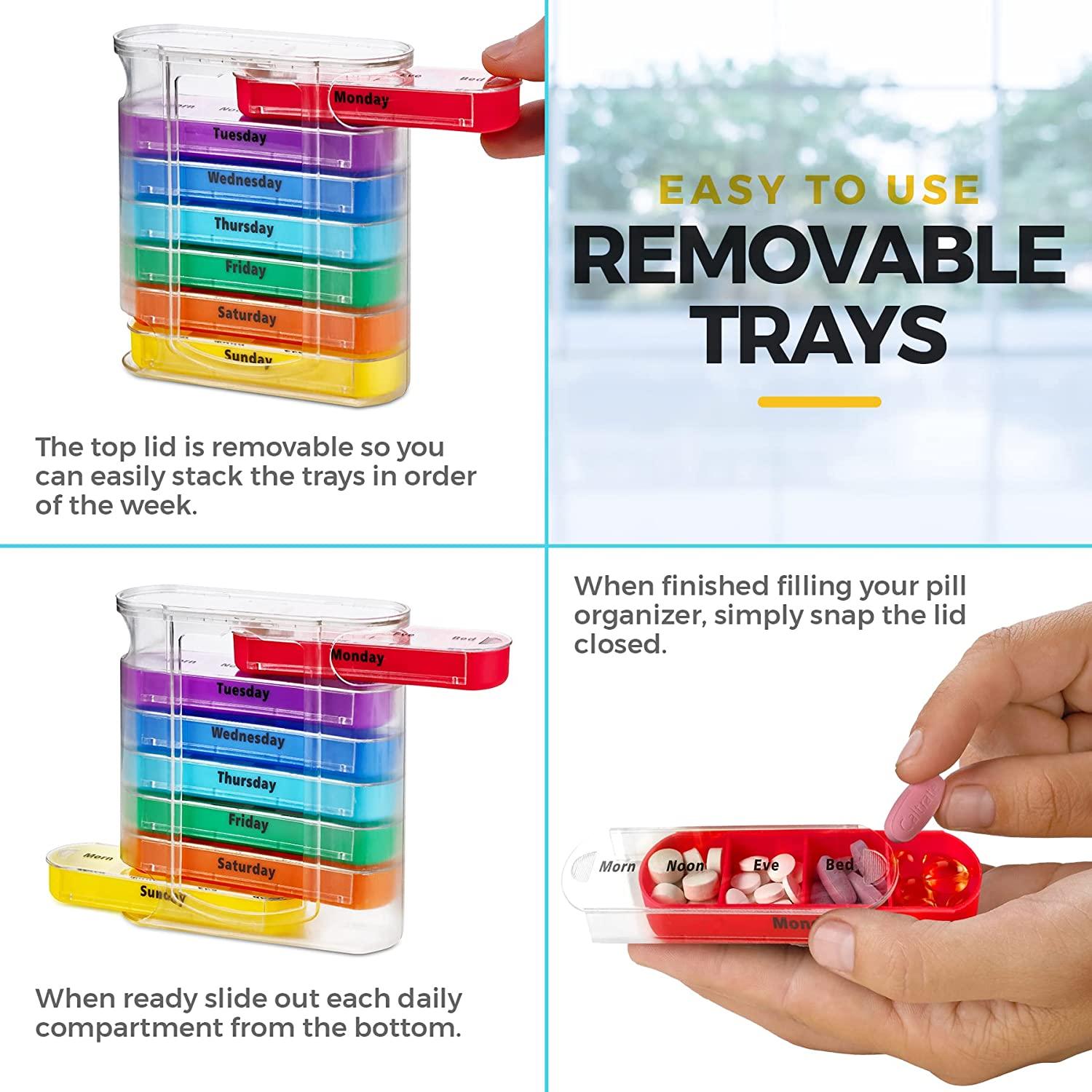 MEDca Weekly Pill Organizer, Four TimesaDay, 1 Dispenser with