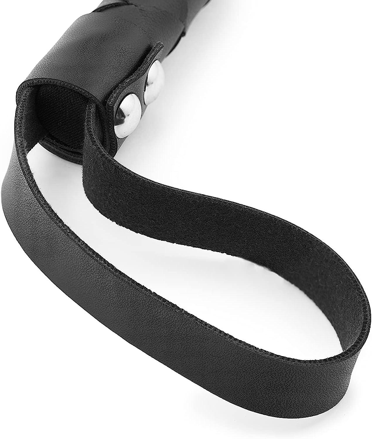 RIDIN Leather Crop 33'' Whip, Black Riding Whip, Horses Crops, Leather