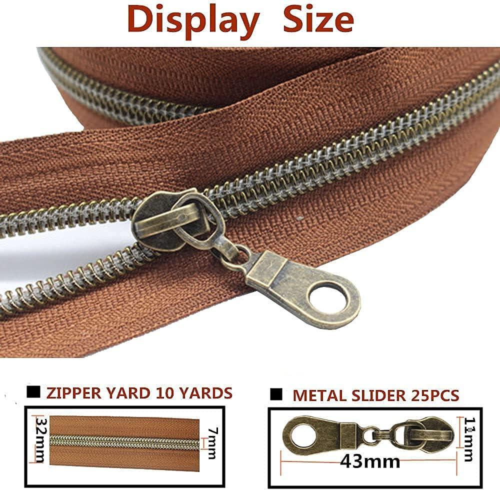 MebuZip 5 Antique Brass Metallic Nylon Coil Zippers by The Yard Bulk