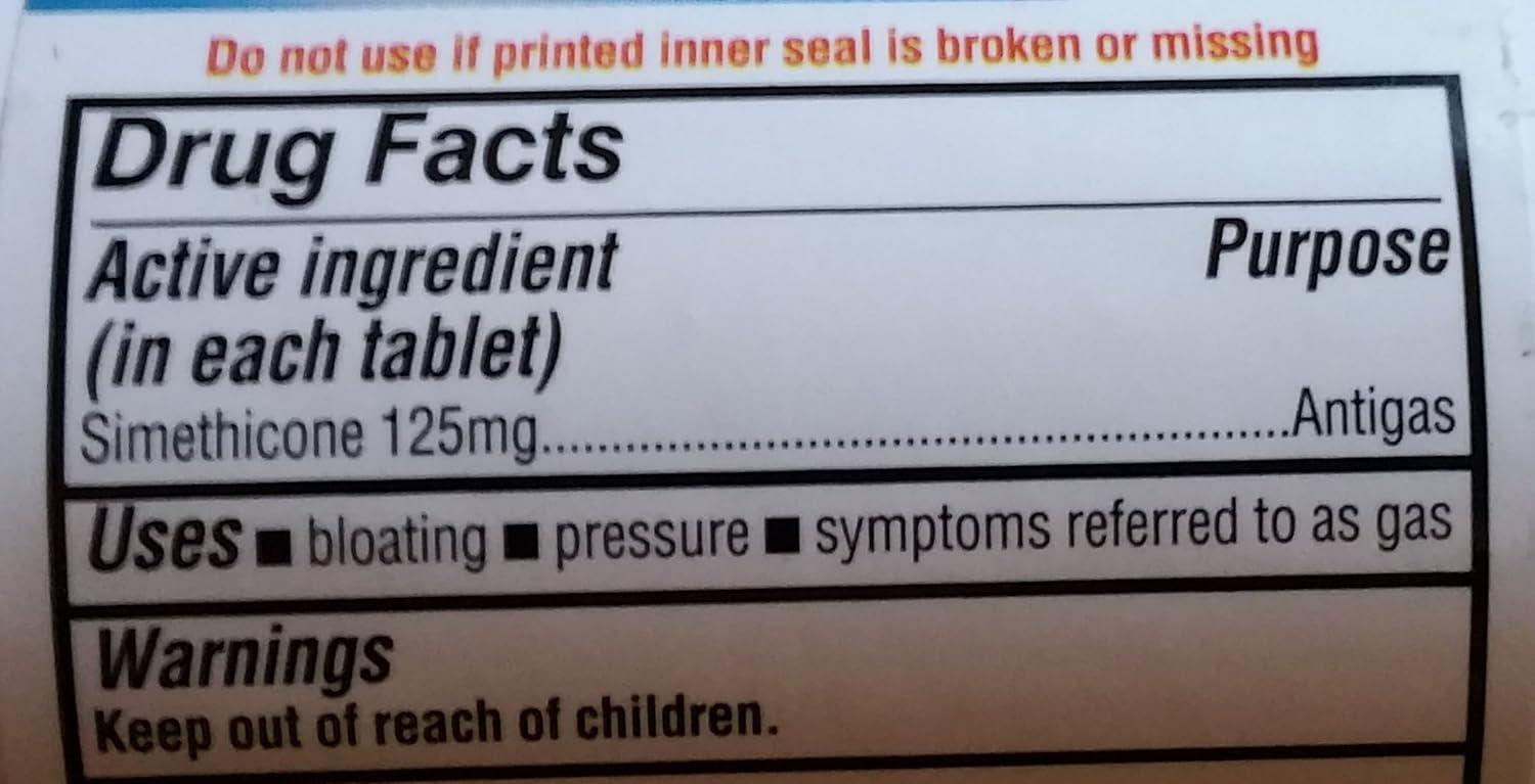 Equate Gas Relief Extra Strength 125mg 48 Chewable Tablets Compare