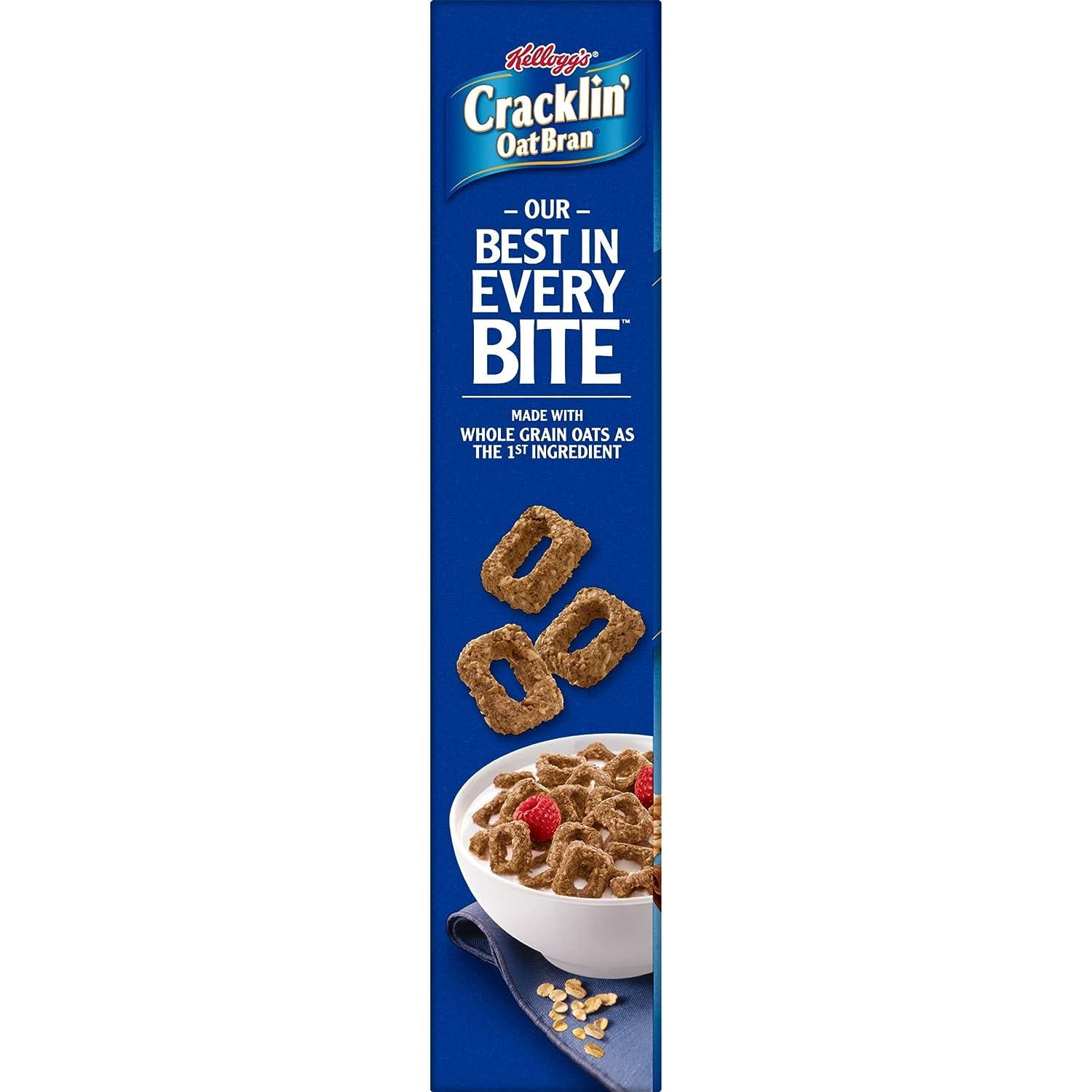 Kellogg's Cracklin' Oat Bran Cold Breakfast Cereal, High Fiber Cereal
