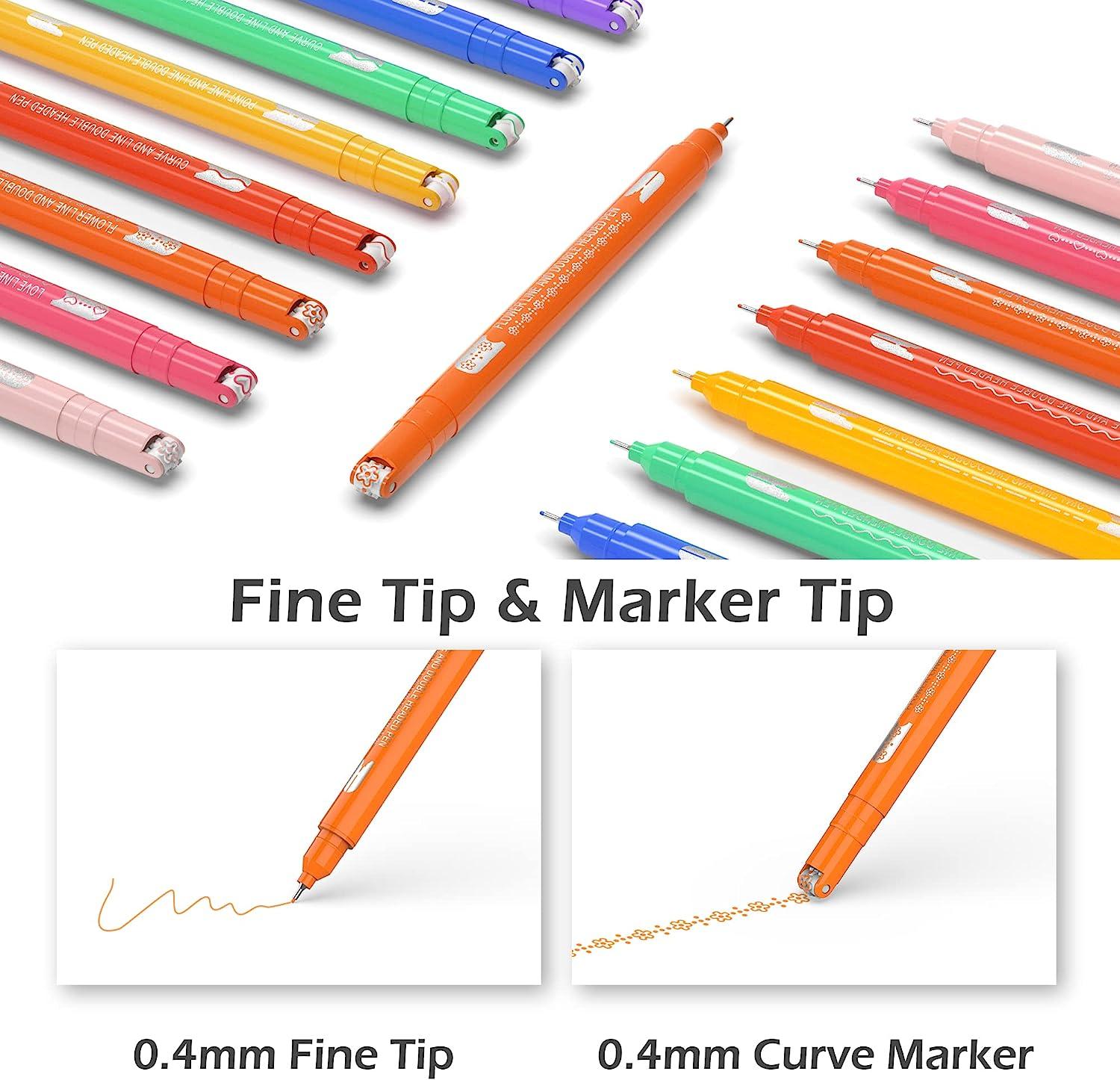 AECHY Penne Curve Colorate per Appunti, Pennarelli Doppia Punta con 18 Forme di Curve e Linee Sottili 18 Colori, Set Pennarelli Evidenziatori Curve, per Bambini, Diario, Album di Ritagli (Arcobaleno
