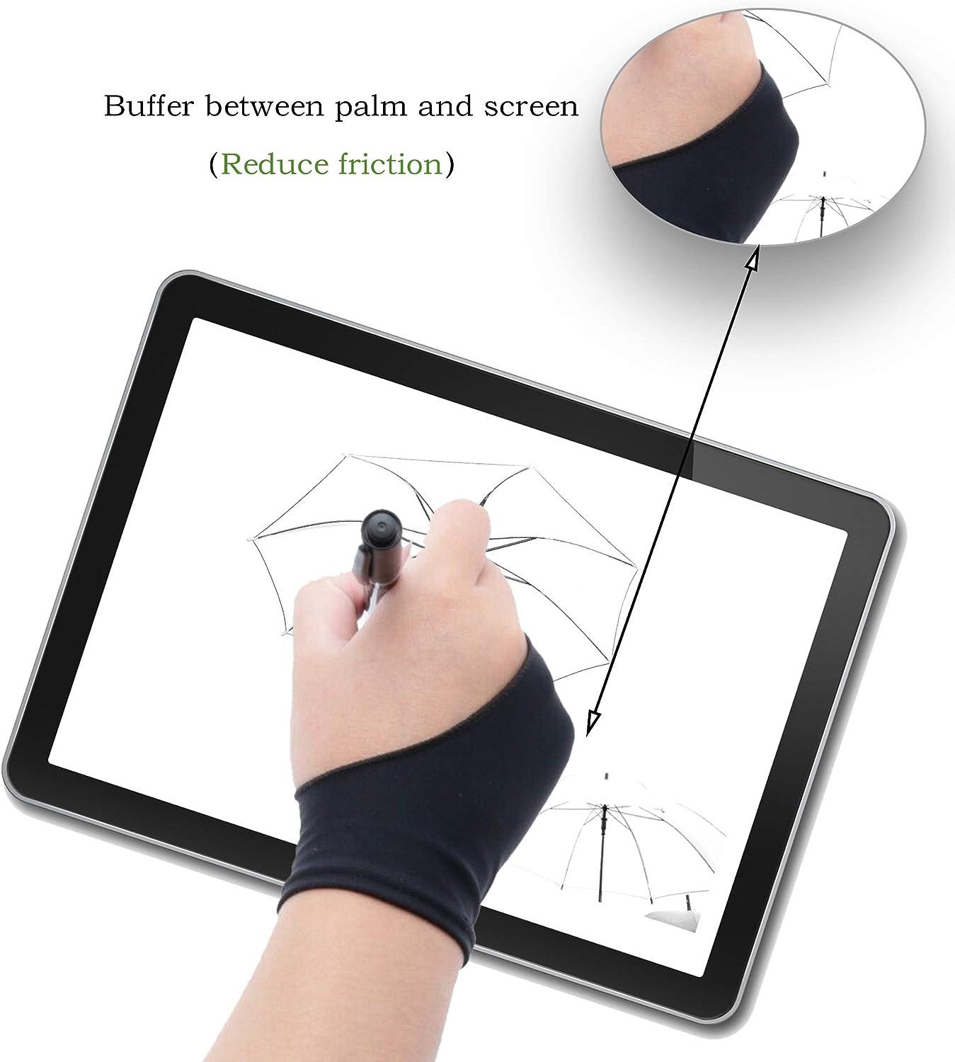 Asonen - Artist Gloves for Drawing 4 Pack, Two Fingers Gloves for Graphics  Tablets Drawing or Paper Sketching, Universal Right and Left Hands