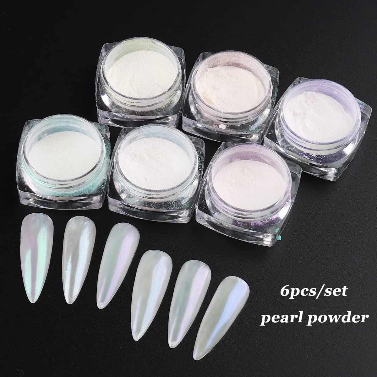 Black Friday Mermaid Chrome Nail Powder, 6 Color Iridescent Aurora Glitter  Dust Kit & 2pcs Sticks Nail Art Decor