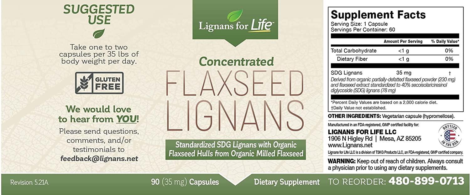 Flaxseed Lignans for Dogs & People 35mg Immune Support 90 Capsules