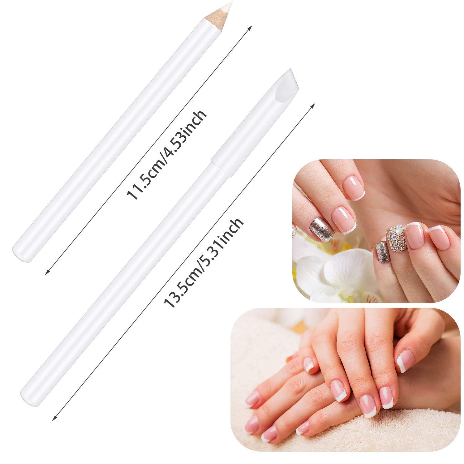Flowery Nail White Pencil with Cuticle Pusher Cap - Set of 3 