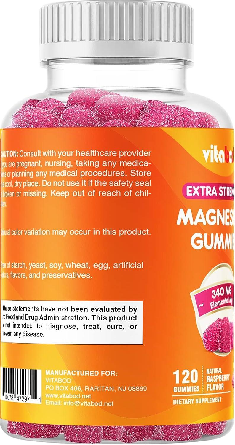 Vitabod Extra Strength Magnesium Gummies 120 Gummies, Supports Nerve