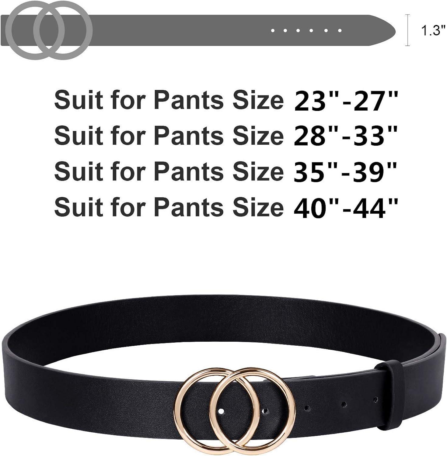 JASGOOD 3 Pack Women Leather Belt for Jeans Pants Ladies Waist Belts with  Double O-Ring Buckle Fit Pants Size 28-33 A-black+leopard+brown
