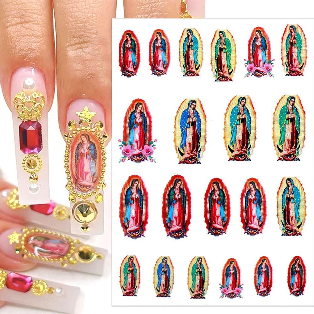 Virgin Mary Nail Stickers 3D San Judas SelfAdhesive Nail Art Decals 6