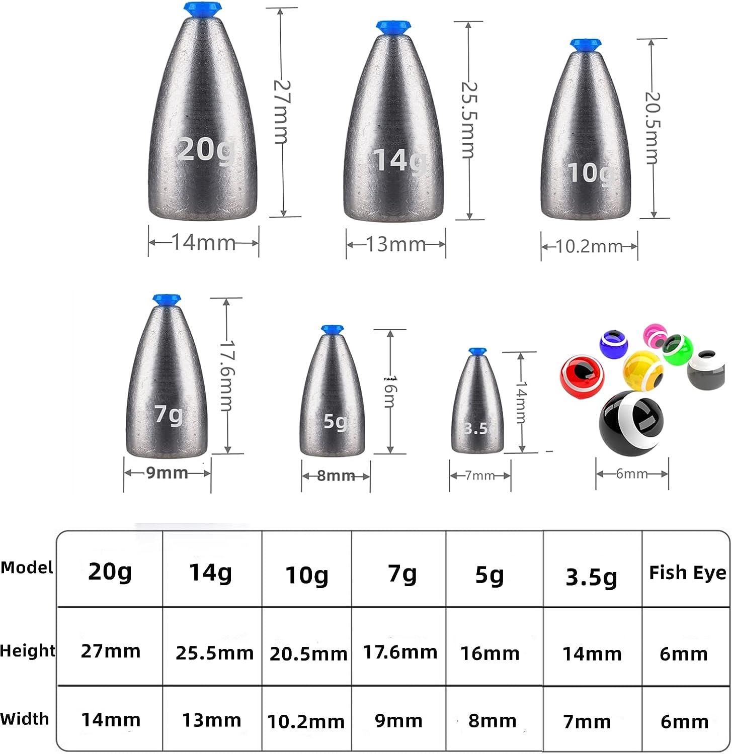 DAMIDEL 161Pcs/Box Worm Fishing Sinker Weights Kit with Soft Plastic  Core(20g,14g,10g,7g,5g,3.5g Mixed, 61Pcs Bullet Lead Fishing Weights , 100  Pcs Eye Beads Bait , Don't Hurt Line Texas Rig
