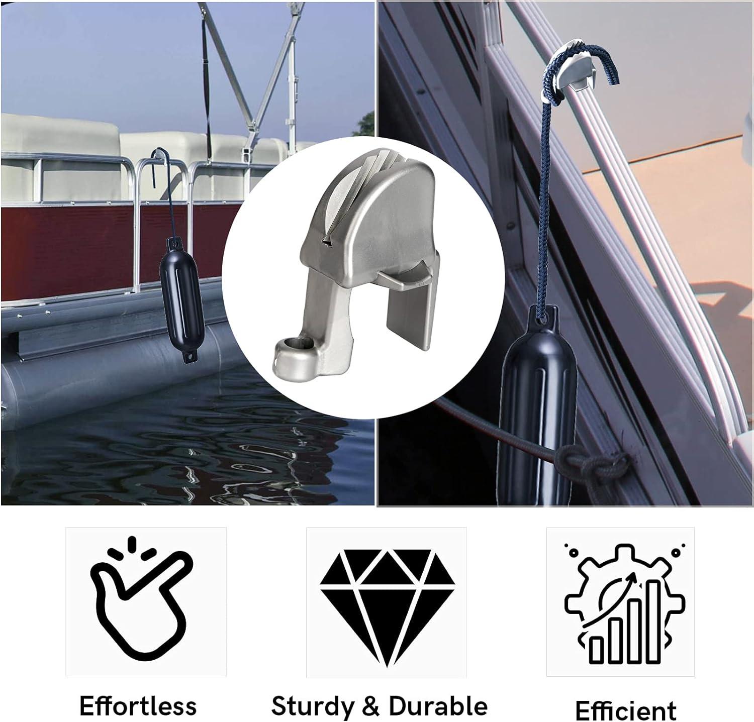 Adjustable Pontoon Boat Fender Clips Square Rail Cleats 4 Pack Gray