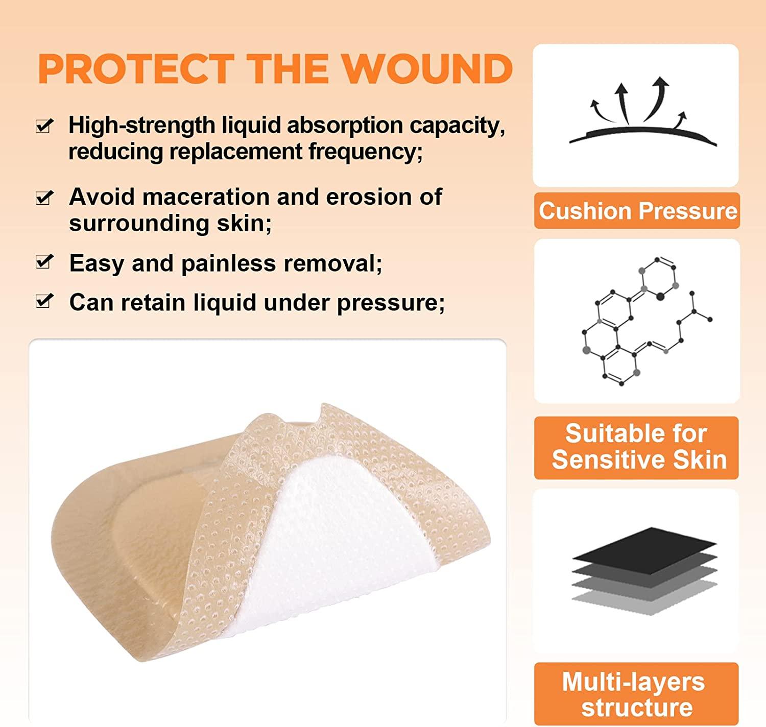 Carbou Sacrum Silicone Foam Dressing with Adhesive Border, 6''x7