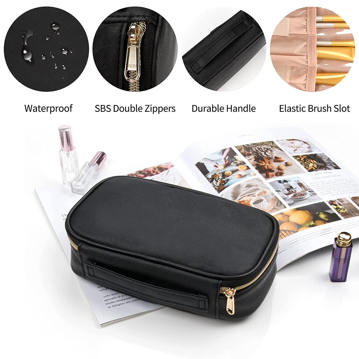 Wandering Nature Makeup Bag Small Cosmetic Bag for Purse 2 Pack Small Make  Up Pouch Vegan Leather Cute Travel Pouch with Zipper for Women, Black