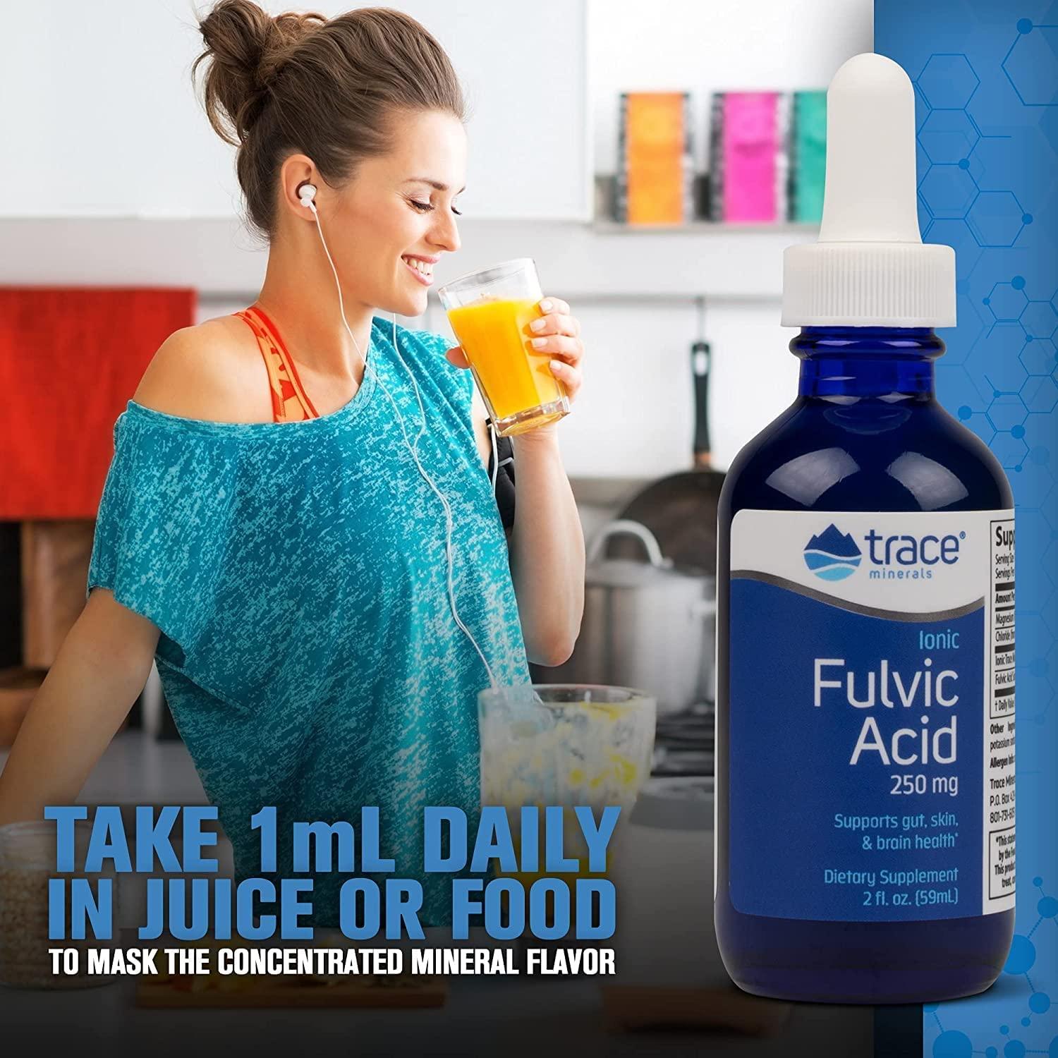 Trace Minerals Liquid Ionic Fulvic Acid Supports Gut Health Promotes