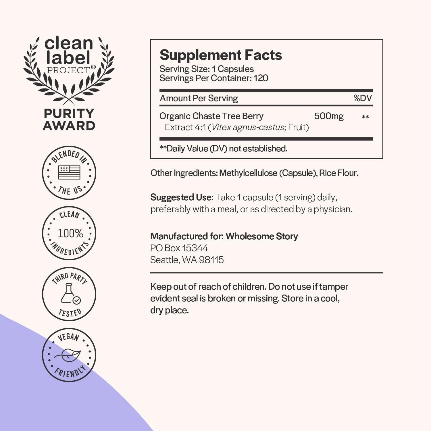 Vitex Chasteberry Supplement for Women - 120 Capsules | Hormone Balance ...