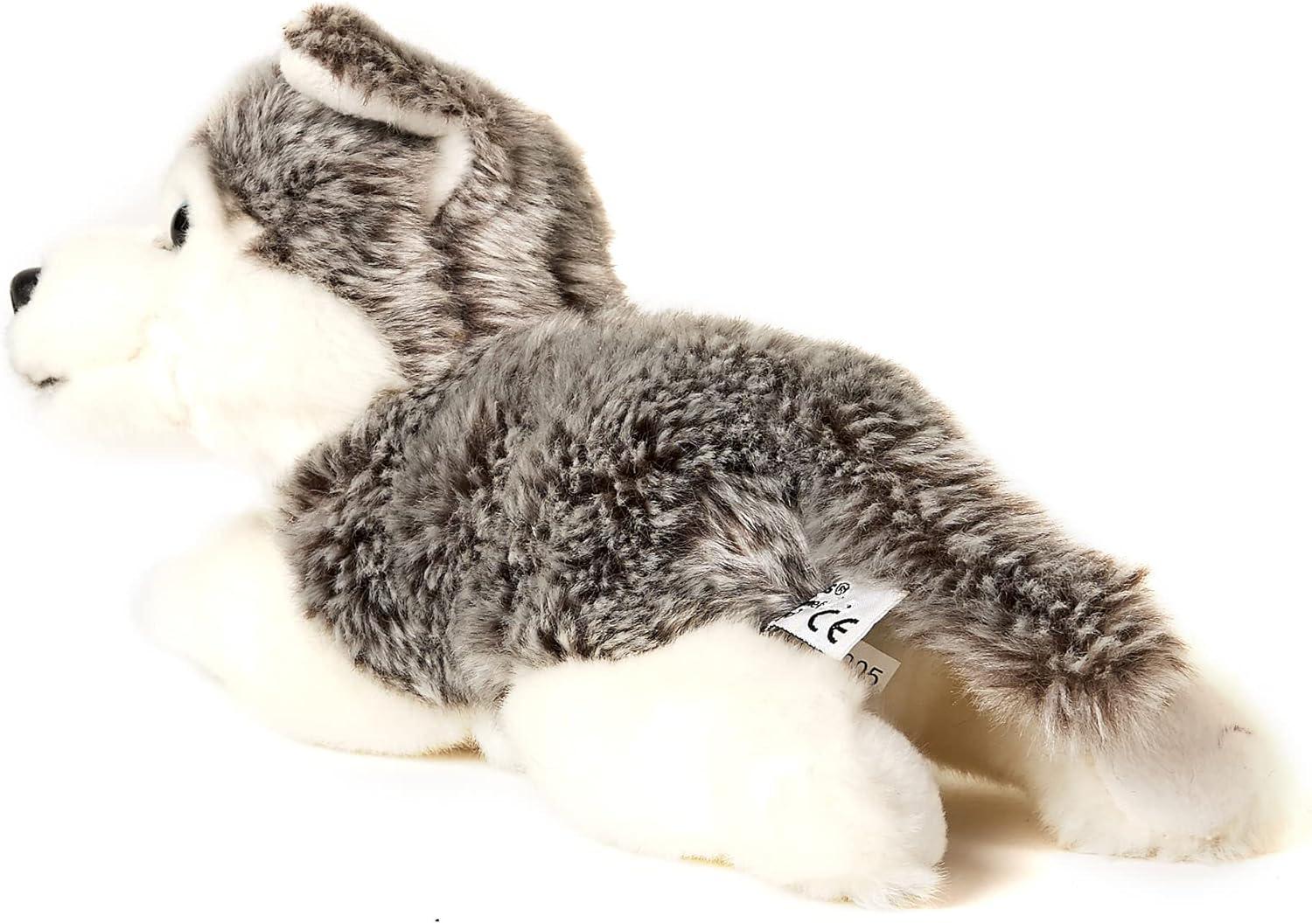 Uni-Toys Kuscheltier Husky grau, klein - liegend oder sitzend - Plüsch