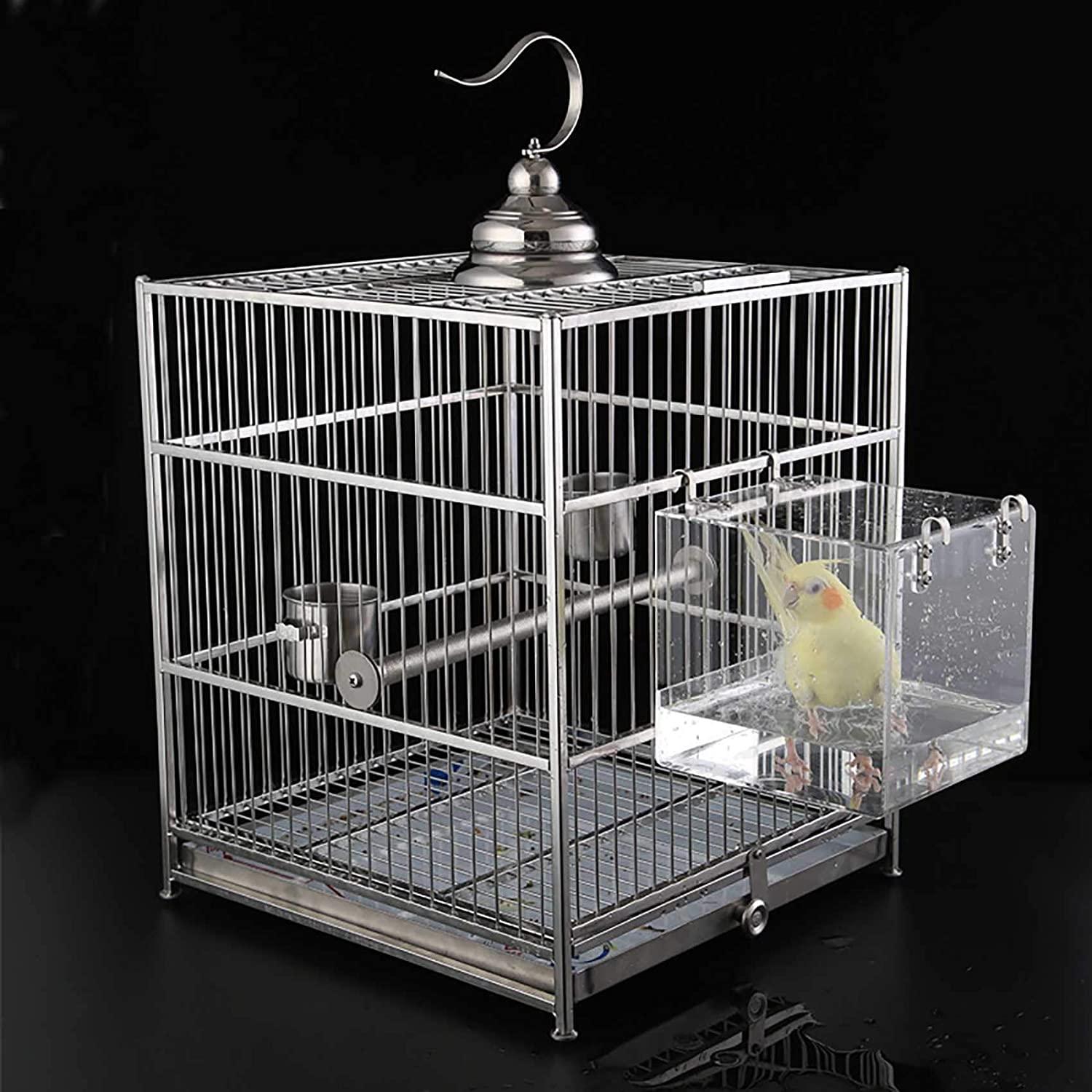 EnoYoo Big Bird Bath Cage Hanging Pet Bathing Tub for Cockatiels
