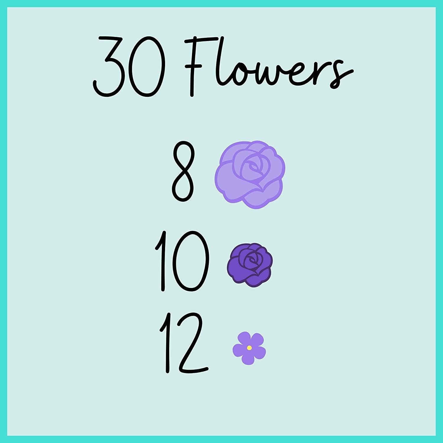 Violet Icing Flowers 30 Count Pack - Small Purple Edible Roses ...