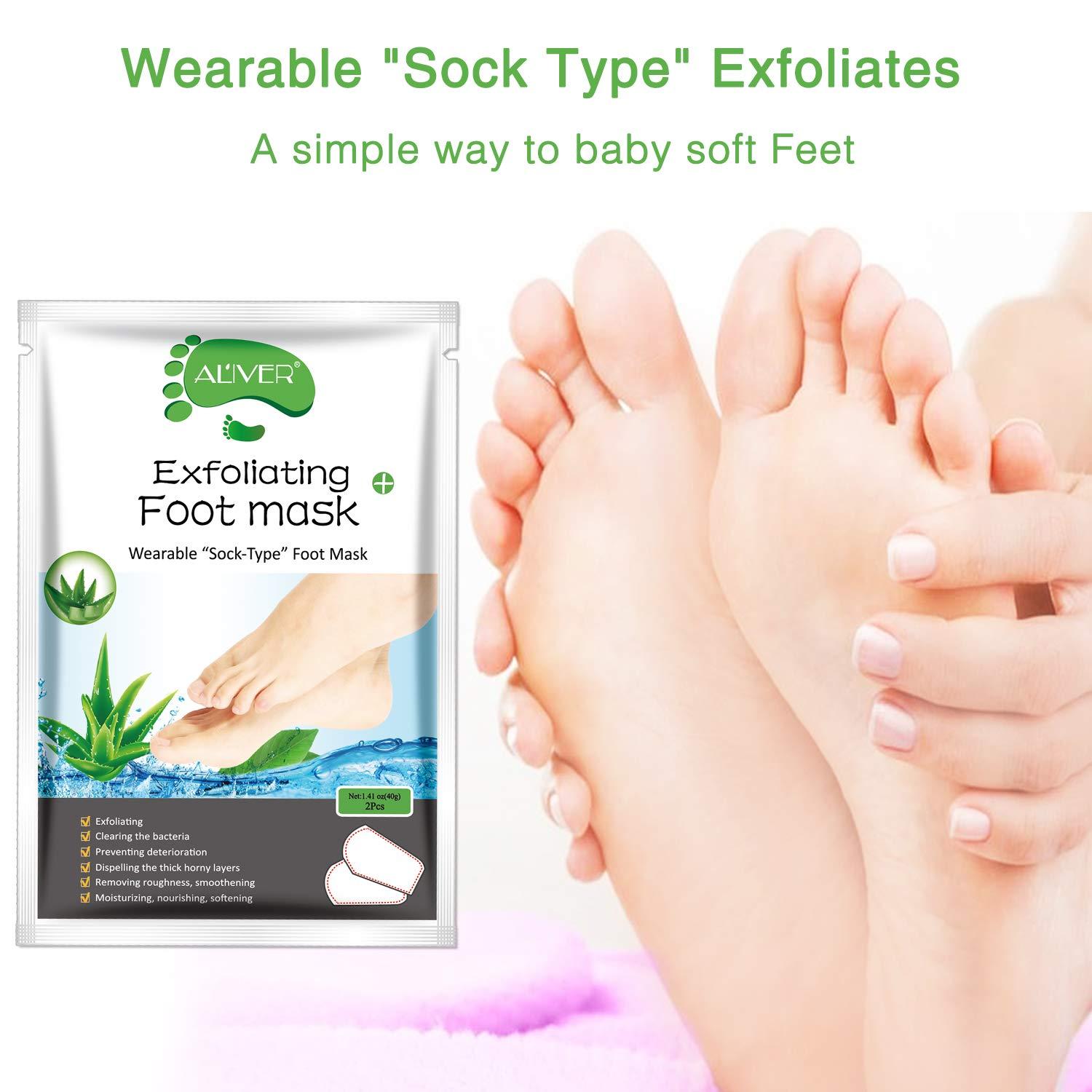 ALIVER Exfoliating Foot Peel Mask Dead Skin Callus Remover Aloe Vera