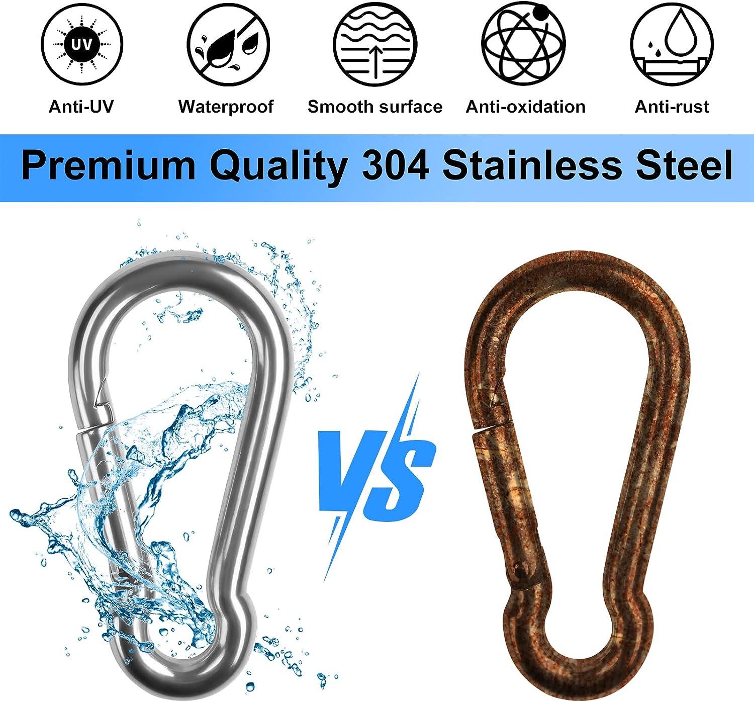 4 PCS M4 x 1.57 Inch Spring Snap Hook Carabiner, 304 Stainless