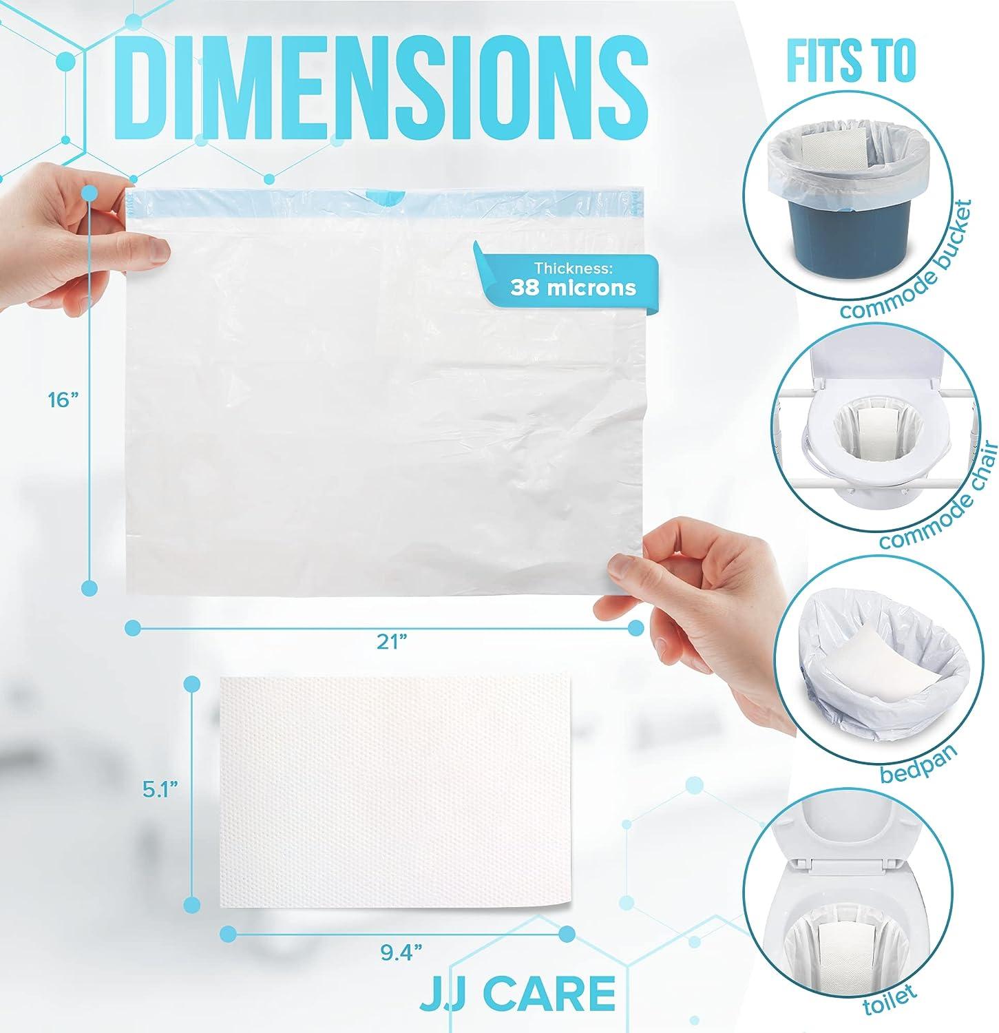JJ CARE Bedside Commode Liners Disposable with Super Absorbent Pads