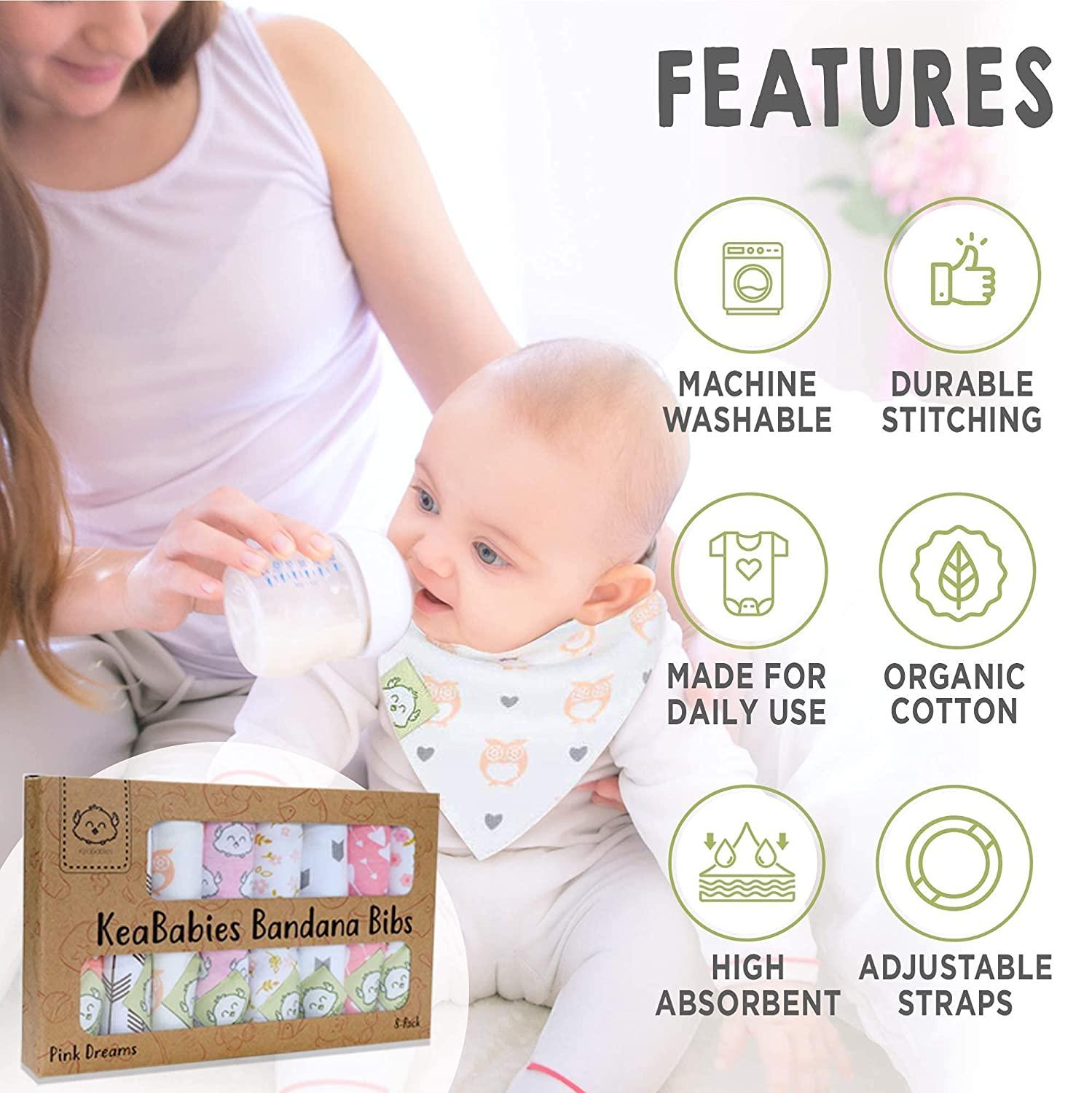 KeaBabies Organic Burp Cloths Pink Dreams 5 Pack