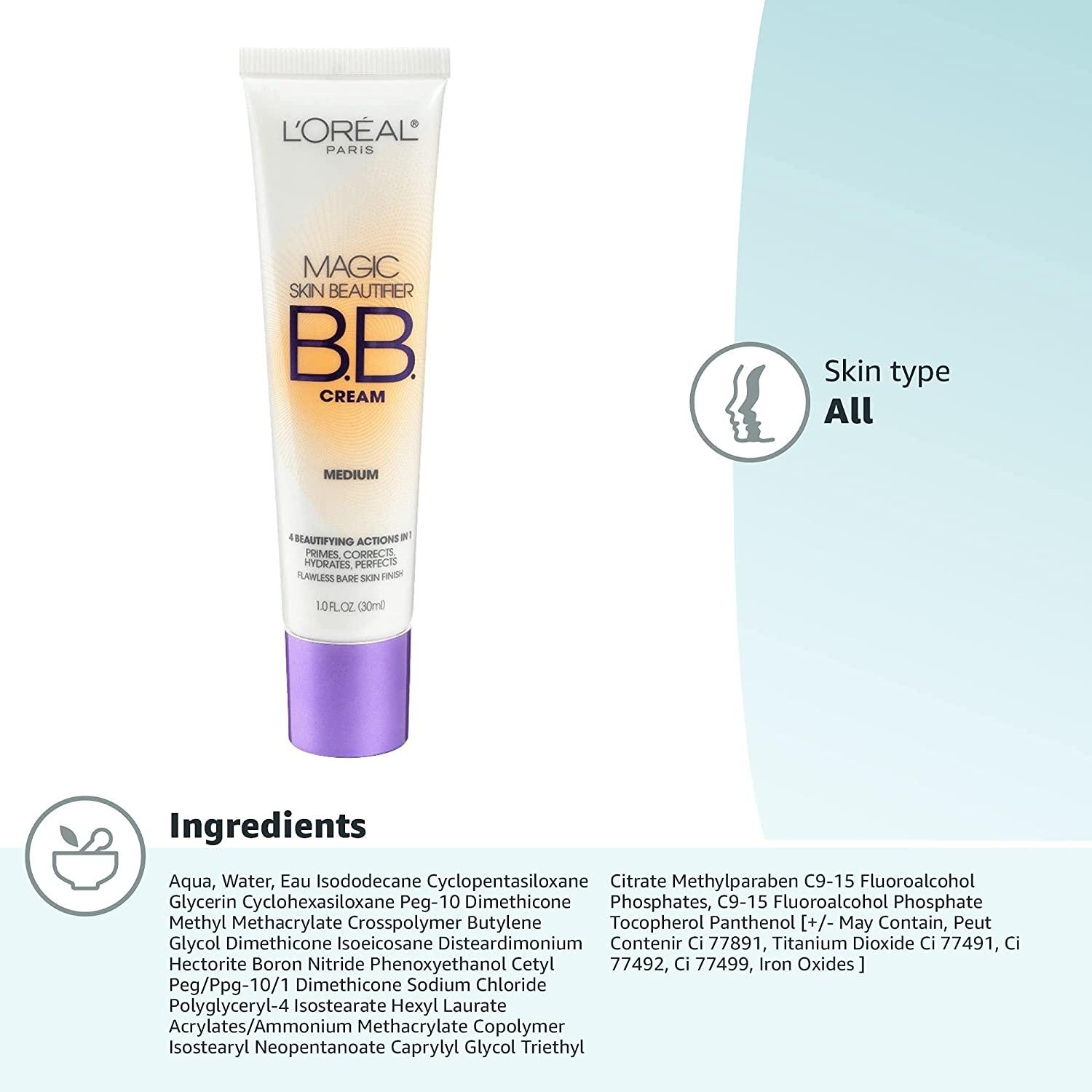 L'Oreal Magic Skin Beautifier BB Cream 814 Medium 1 fl oz (30 ml)