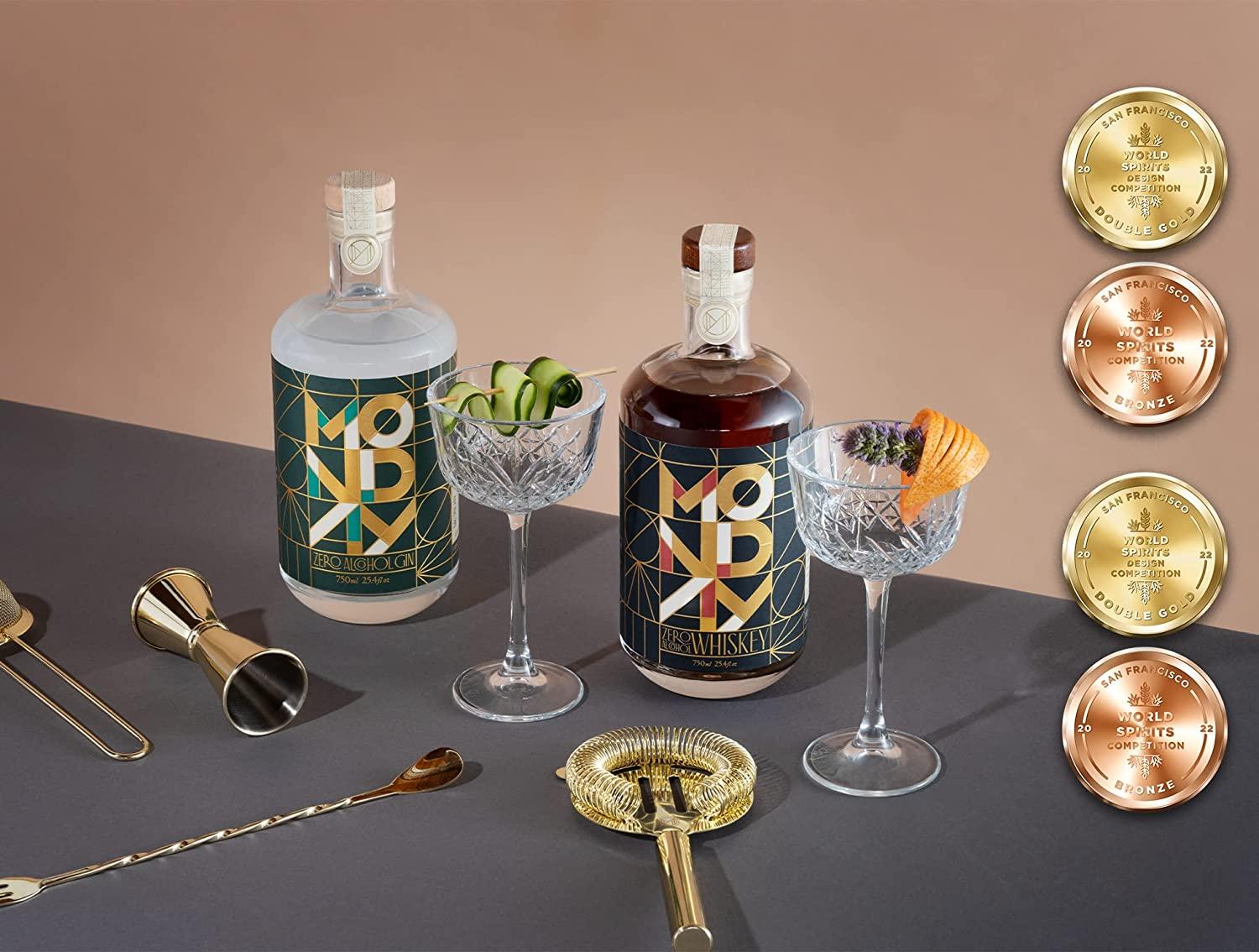 MONDAY Zero Alcohol Gin + Whiskey Variety Pack Award Winning Non