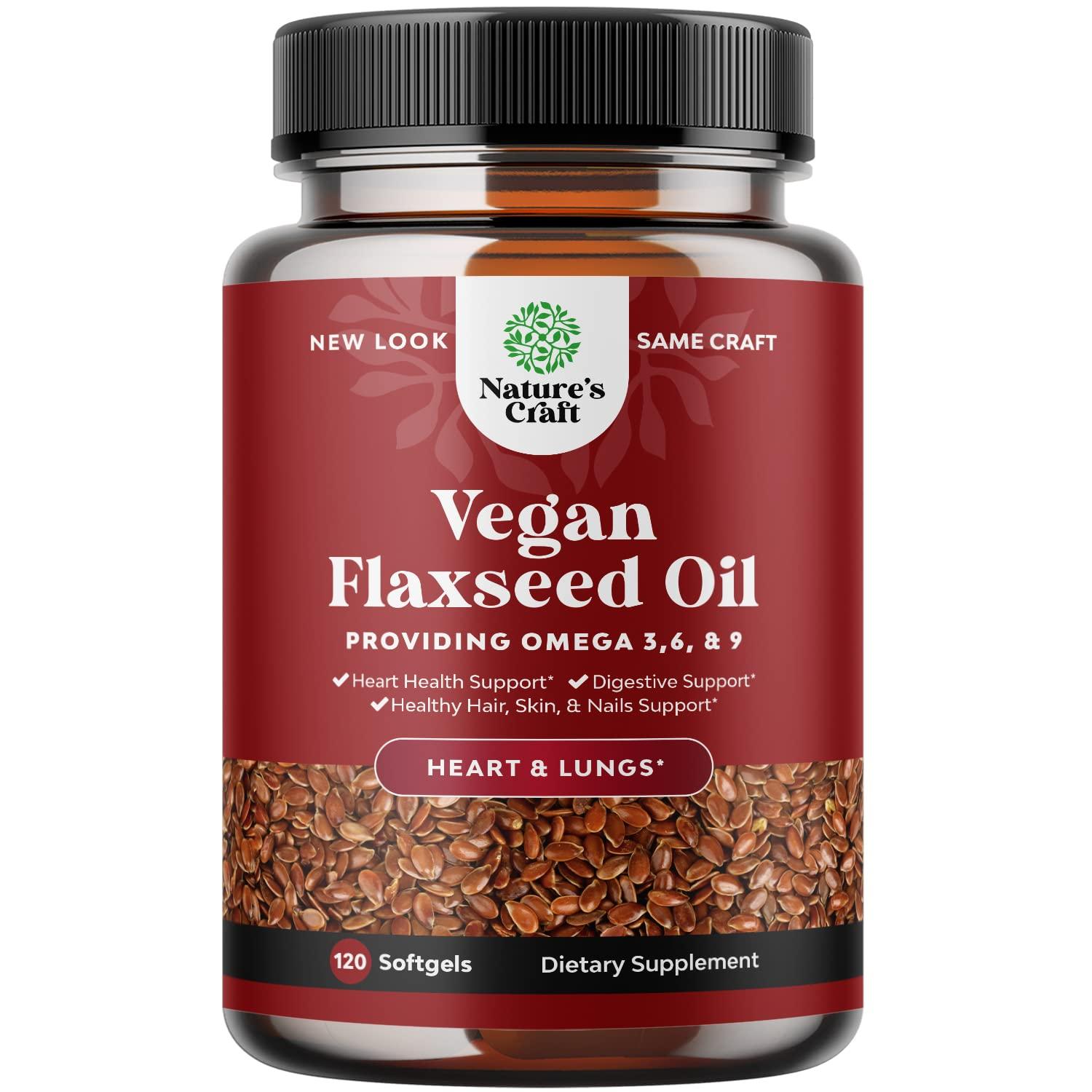 Vegan Flaxseed Oil 1000mg Softgels Cold Pressed Vegan Omega 3