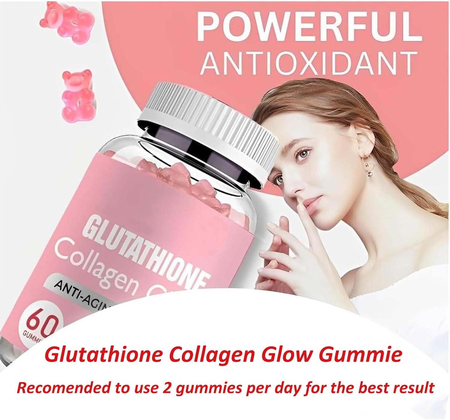 Glutathione Collagen Glow Gummies Glowing Skin Gummies Glutathione Collagen  Glow Gummies for Dark Spot 2/3bottle Korean Collagen Gummies for Skin Care  (3pcs) 60 count (Pack of 3) | Buy Now with Express