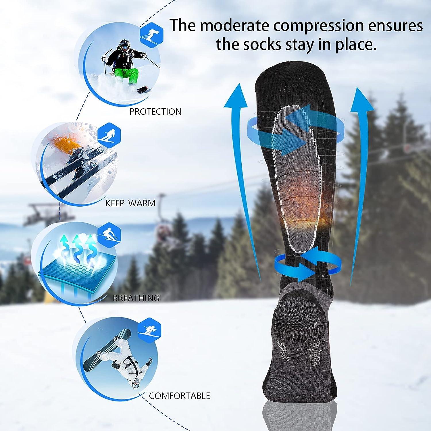 thumbnail image 2 of Winter Ski Socks 2-Pack - Thermal Knee High Performance Socks For Skiing & Snowboarding 2 of 14