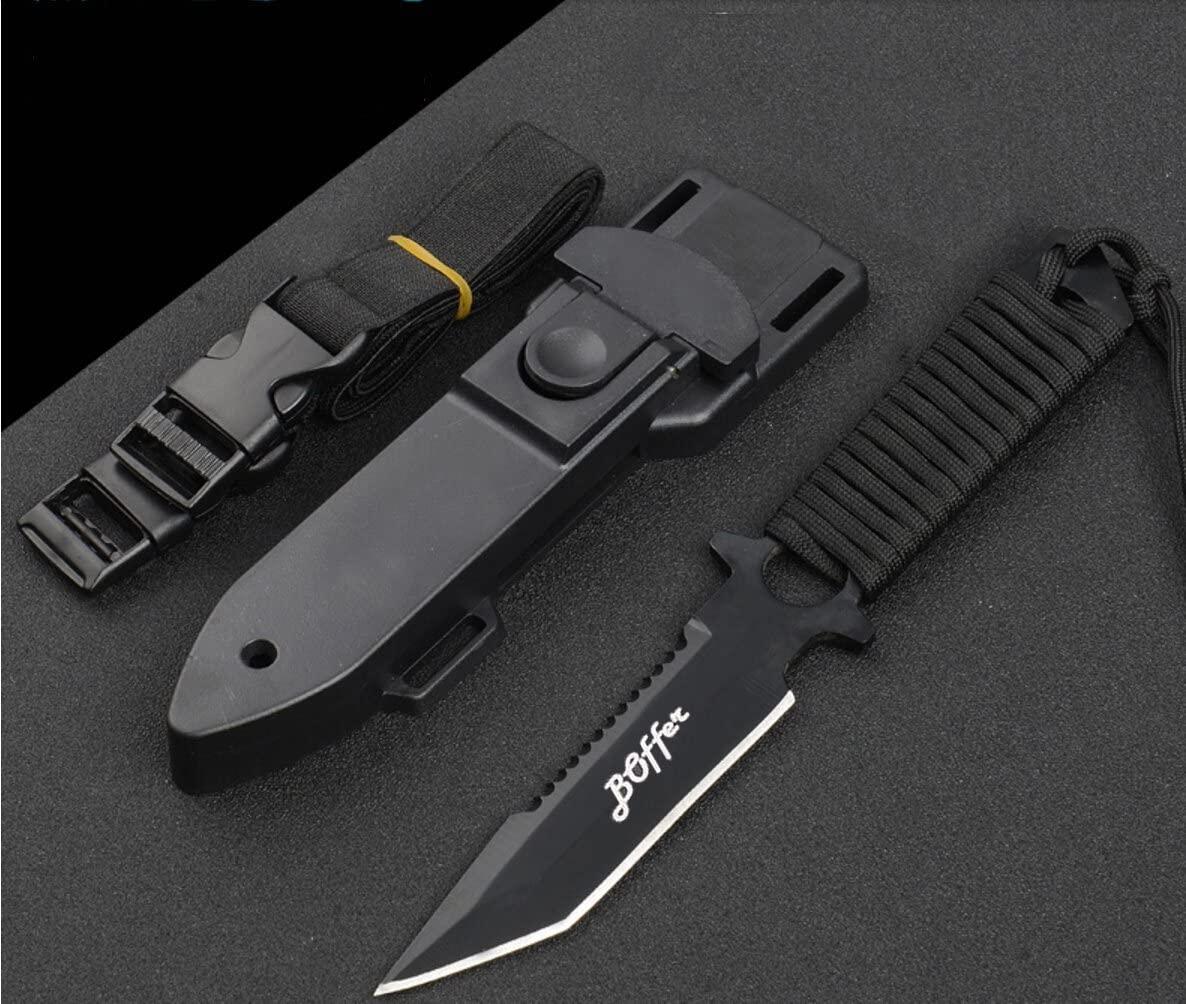 Dive Knife Scuba Diving Knife, Black Tactical Sharp Blade knives, Divers  dive tool with 2 Types Sheaths,Sawing Edge and 2 Pairs Leg Straps for  Snorkeling,Hunting,Camping