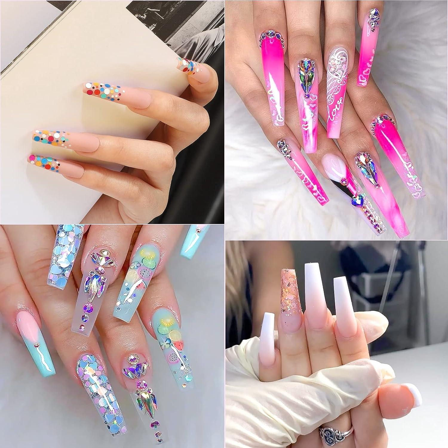 Glitter Short Square Head Long Ballerina Acrylic Nails With French Edge Full  Cover Wearable Ballet Finished Press On Tips X0703 From Heijue03, $4.45 |  DHgate.Com