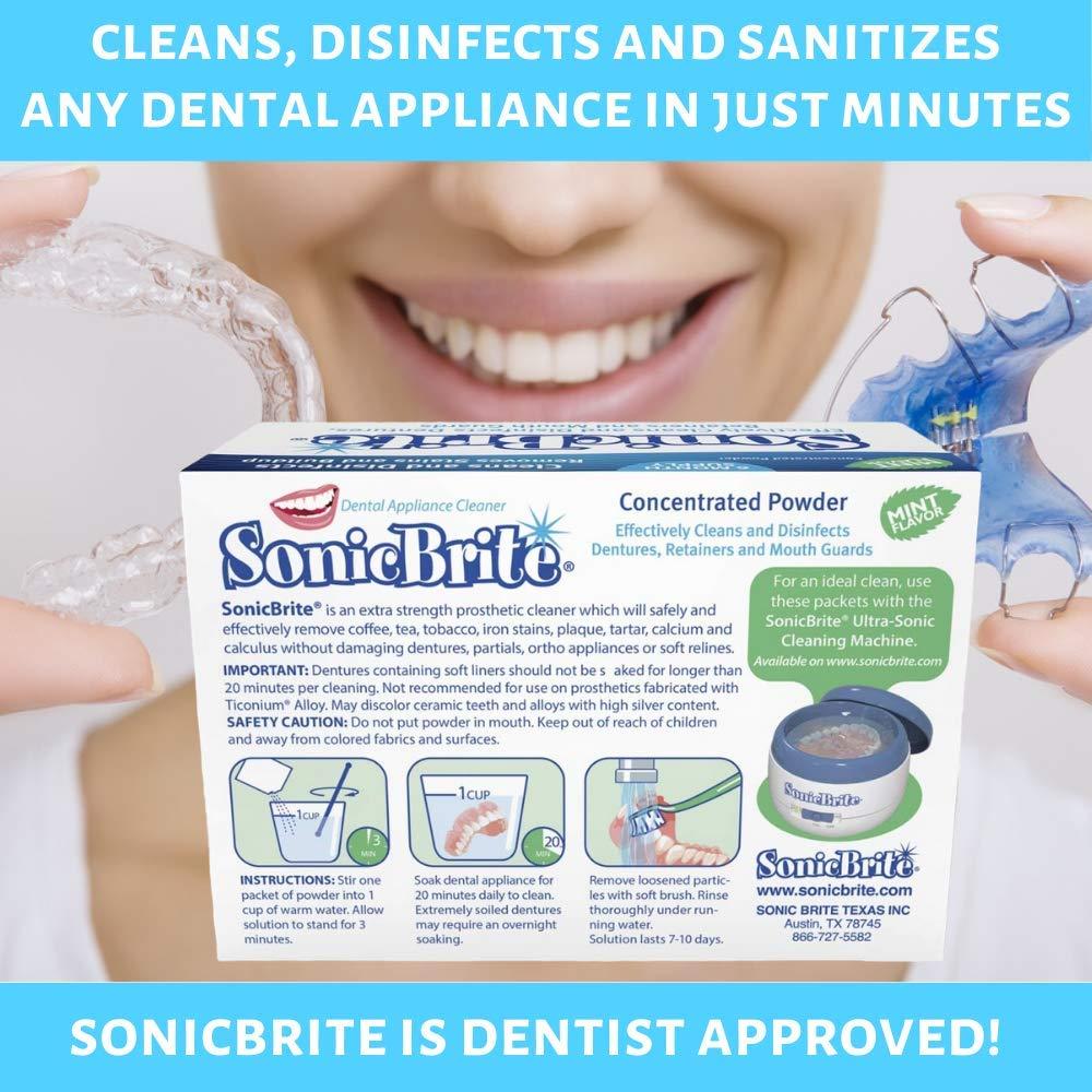 SonicBrite Cleaning Powder for Dentures Retainers Night Guards