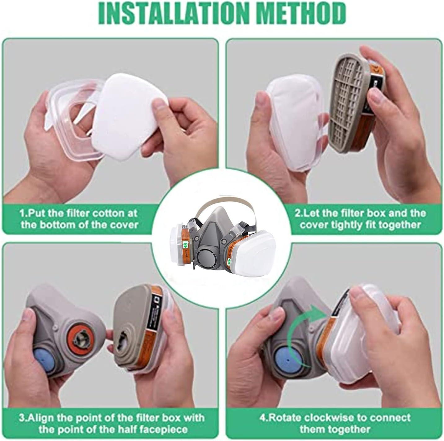 ANUNU Reusable Half Face Respirator with Filters/Goggle Protection