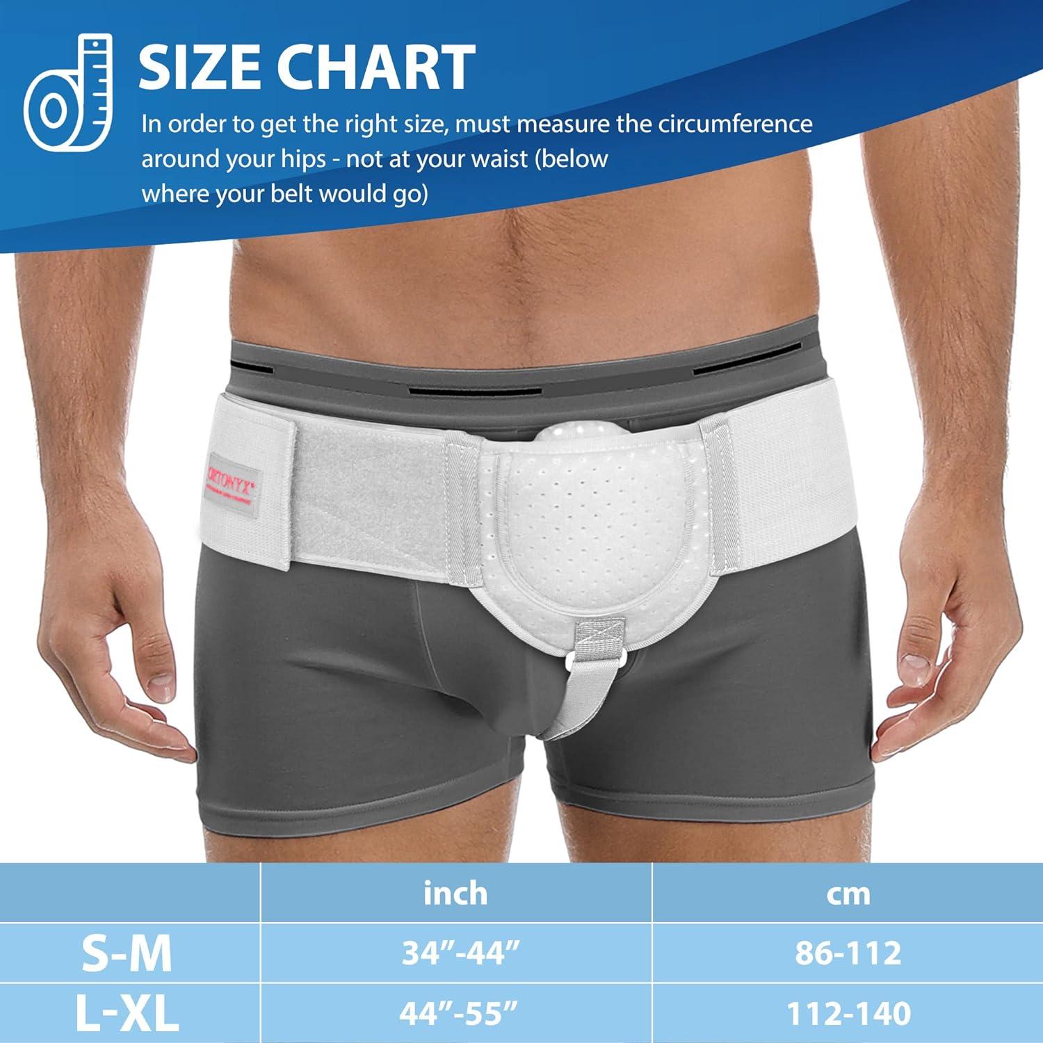 ORTONYX Inguinal Groin Hernia Belt for Men and Women with Removable  Compression Pad and Adjustable Waist Strap Hernia Support Truss for  Inguinal Incisional Hernias Left/Right Side - White S/M S/M White