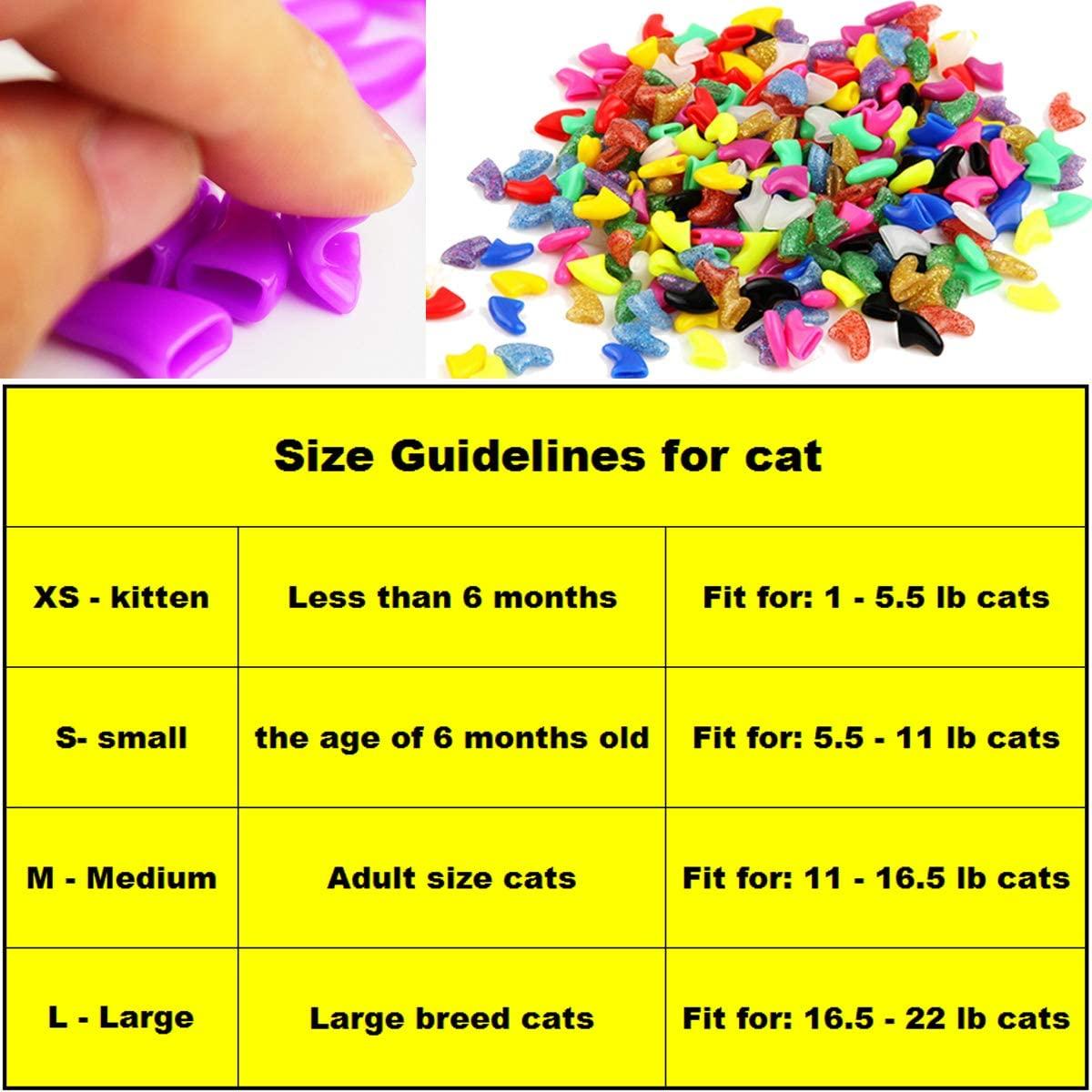140 pcs Soft Cat Claw Caps for Cats Nail Claws 7X Colors + 7X Adhesive Glue  + 7X Applicator, Pet Tips Cover Paws Soft Covers (S, Pearl White, Silver,  Bronze, Metal Red,