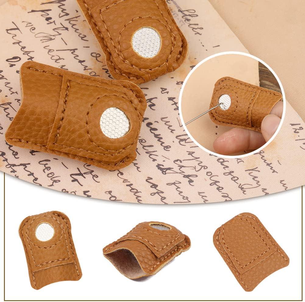Leather Coin Thimble, Handworking Sewing Finger Protector, Needlework Metal  Thimbles, Adjustable Finger Shield for Knitting Sewing 
