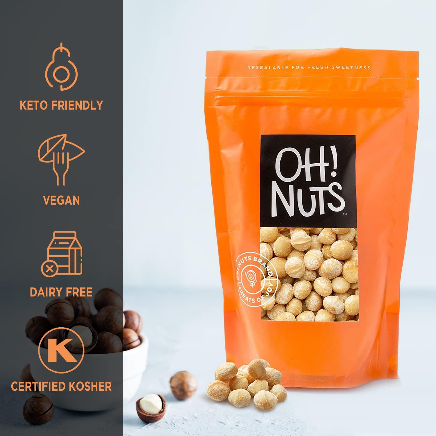 Oh! Nuts Oven Roasted Macadamia Nuts LargeSized, Unsalted, Gluten