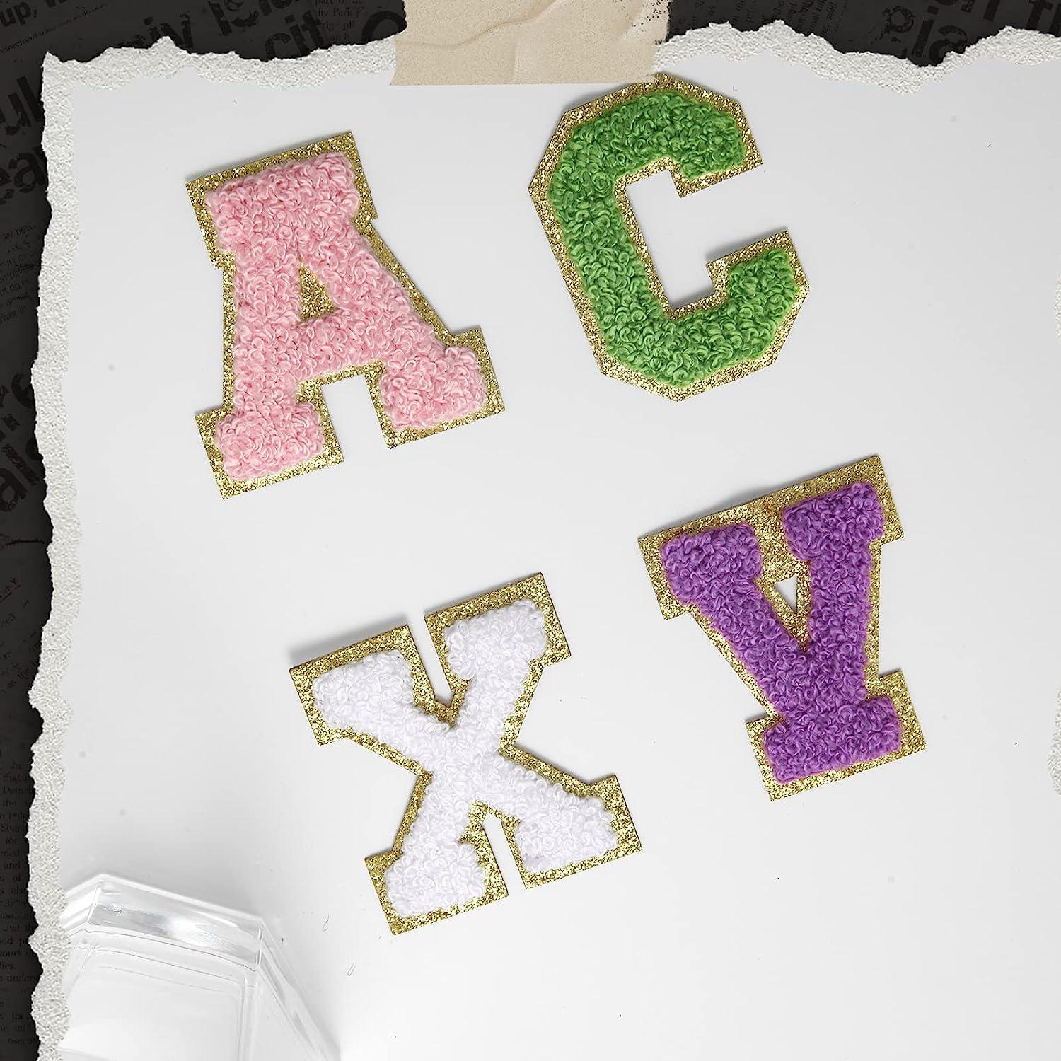  156 Pcs Chenille Letter Patches Iron on Glitter Self