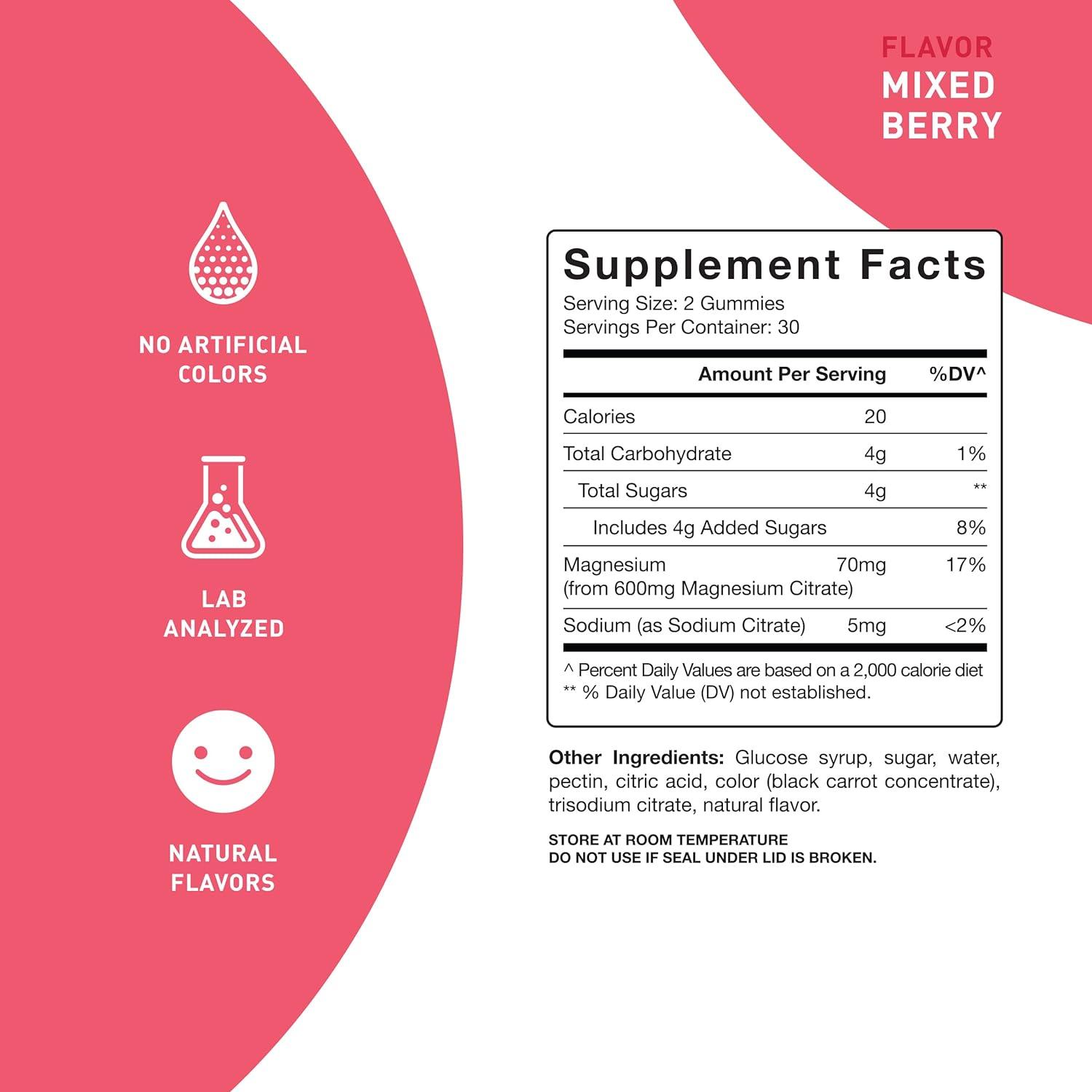 Purefinity Magnesium Gummies 600mg Magnesium Citrate for Stress Relief