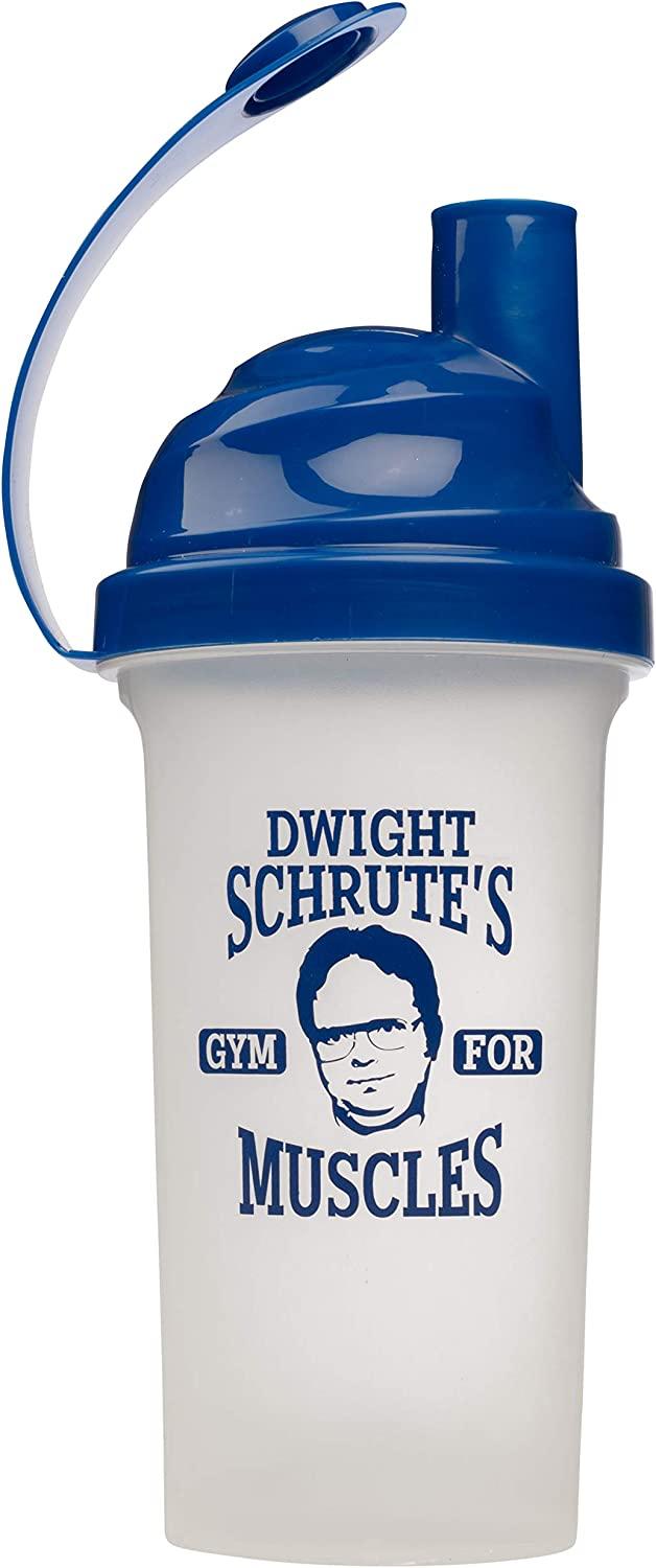 The Office Powder Shaker Bottle, 25oz - Dwight Schrute's Gym for Muscles -  Bottle with Wisk Ball - Blend Protein Powder, Sports Drinks, Nutrition  Shakes, Smoothies and More - Official Merchandise