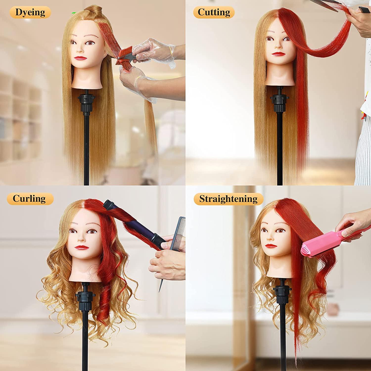 Mannequin Head With Hair Female Makeup Cosmetology Manikin Stand Dummy Doll  Wig