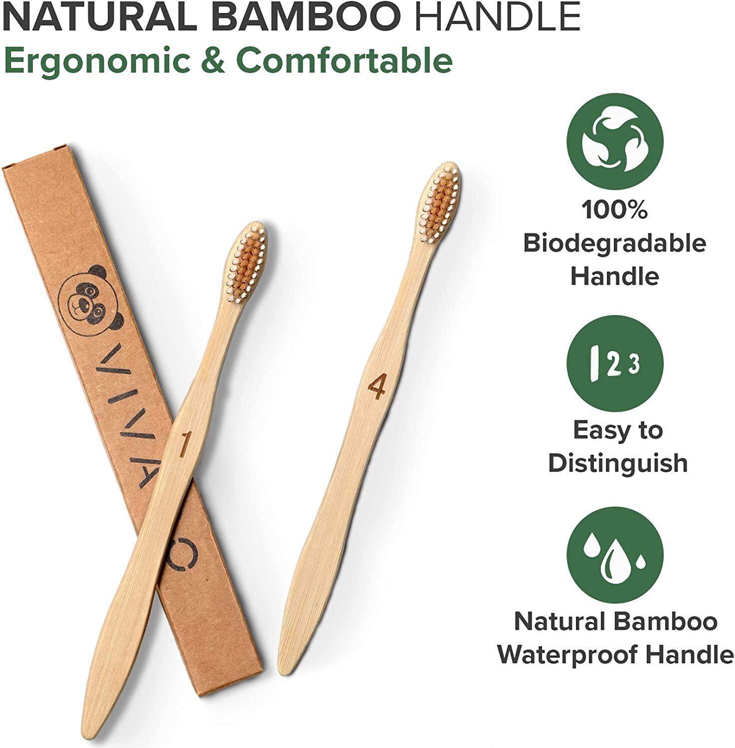 (50 Pack) VIVAGO Biodegradable Bamboo Toothbrushes Bulk Soft Bristles