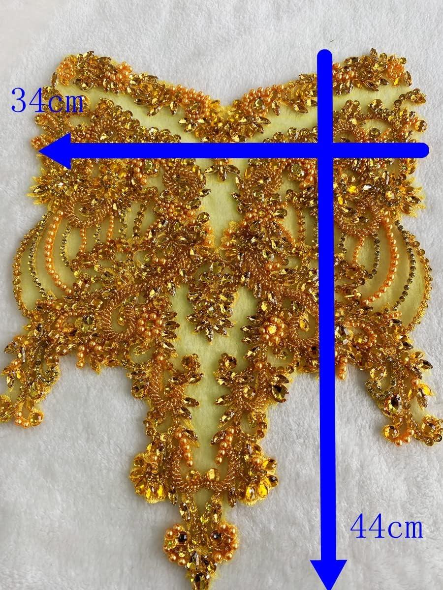 Large Gold Rhinestone Applique For Couture, Dress, Costume, Handcrafted  Bodice Patch - Yahoo Shopping