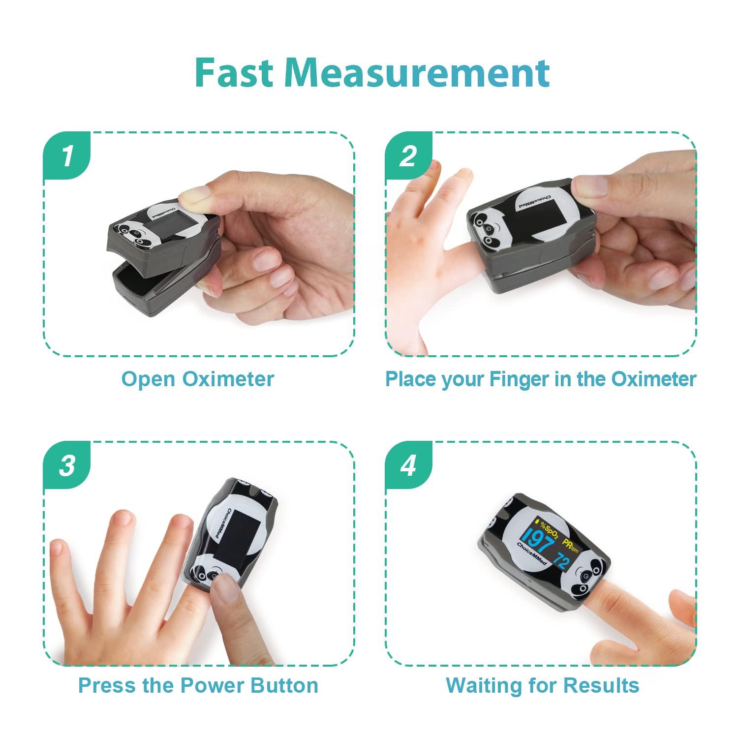 CHOICEMMED OLED Panda Pediatric Pulse Oximeter Fingertip SP02 Pulse
